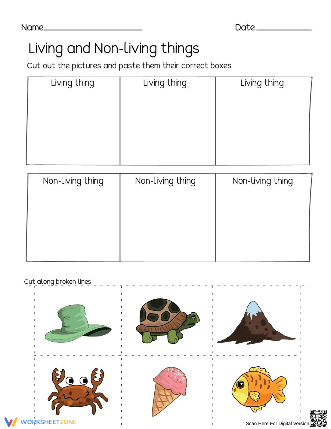 Grade 2 Living vs Non-Living — Printable No-Prep Worksheet - Page 1