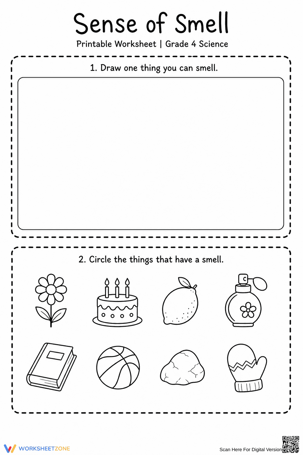 Grade 4 Sense of Smell — Printable No-Prep Worksheet - Page 1