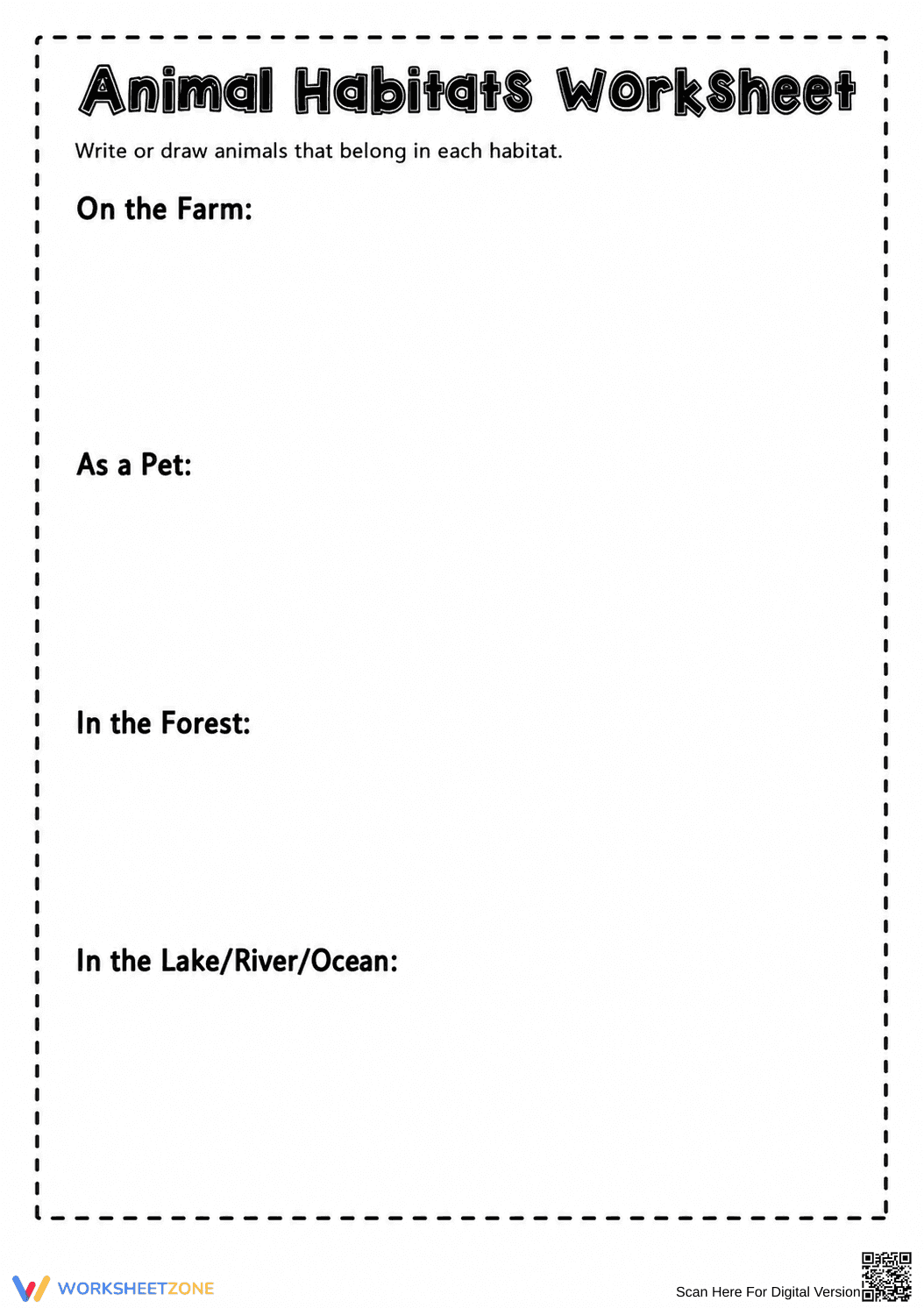 Grade 4 Animal Habitats — Printable No-Prep Worksheet - Page 1