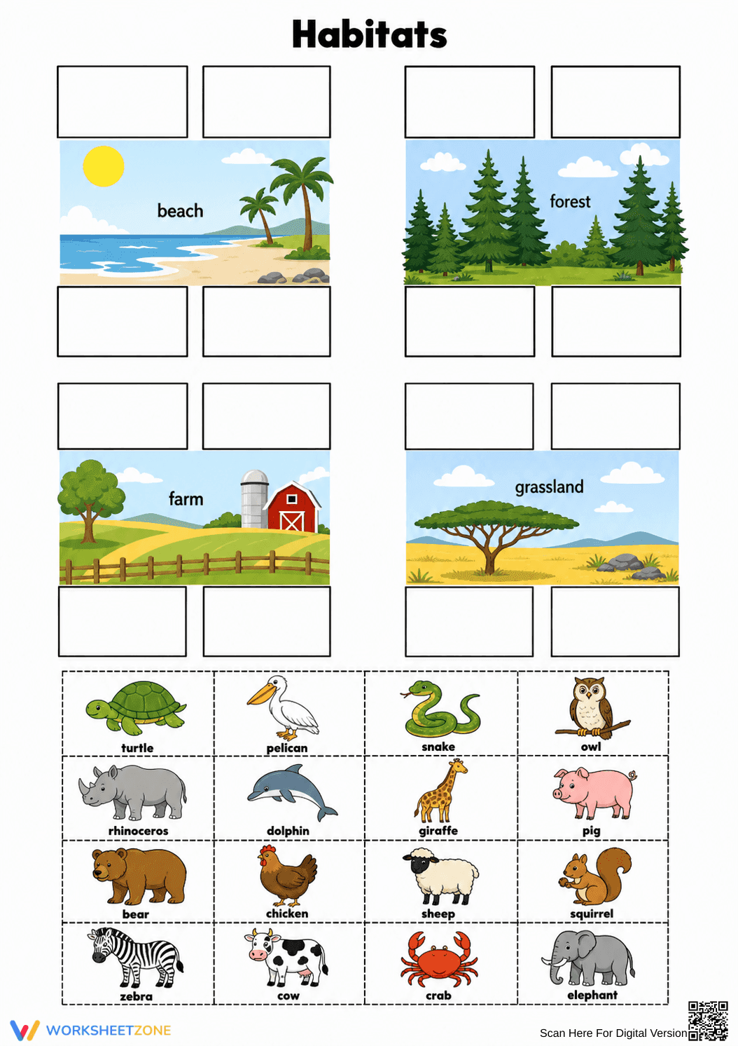 Grade 2 Animal Habitats — Printable No-Prep Worksheet - Page 1