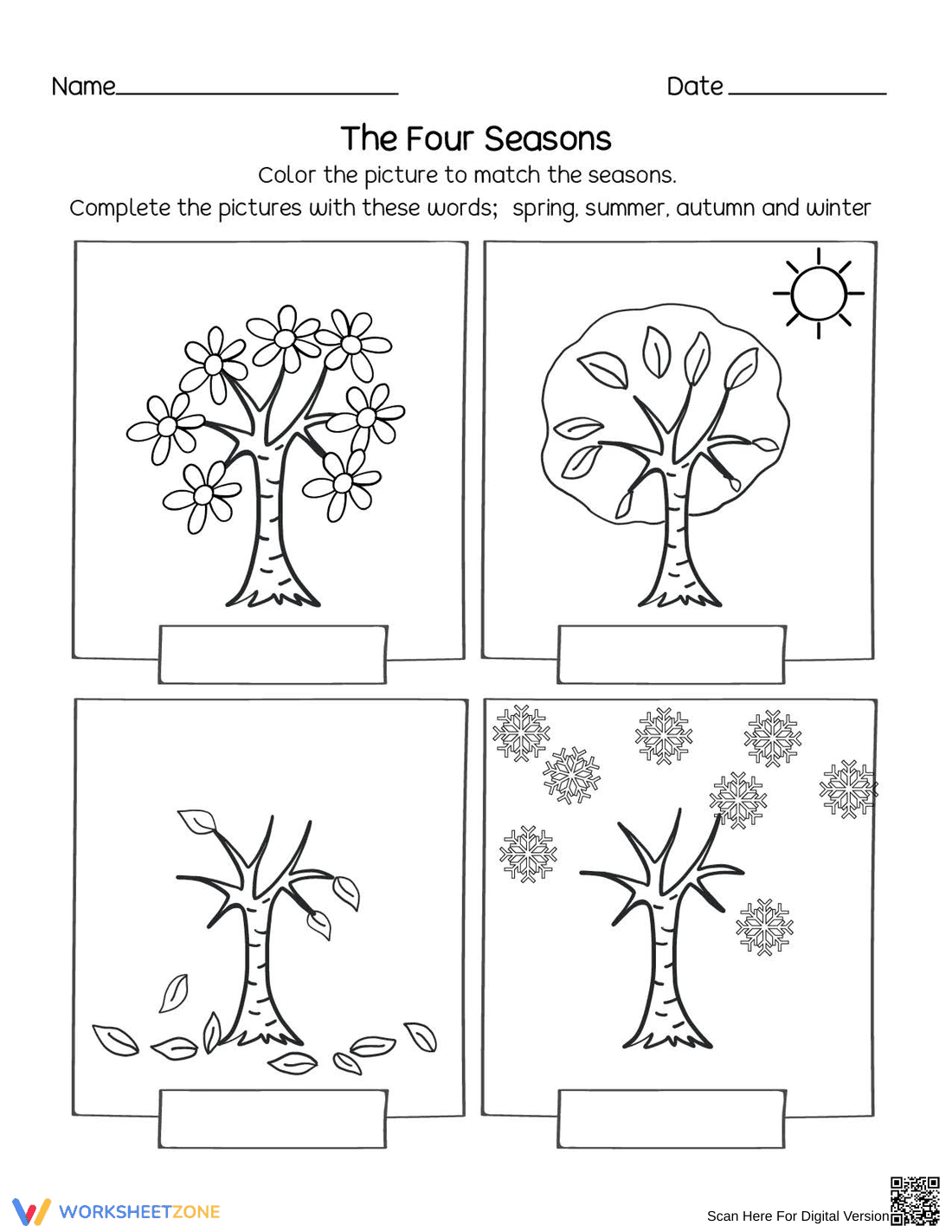 Printable Four Seasons Worksheet | Grade 1 Science - Page 1