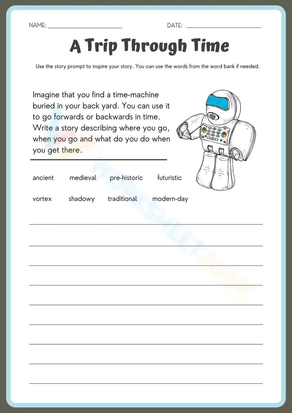 Grade 4 Narrative Writing — Printable No-Prep Worksheet - Page 1