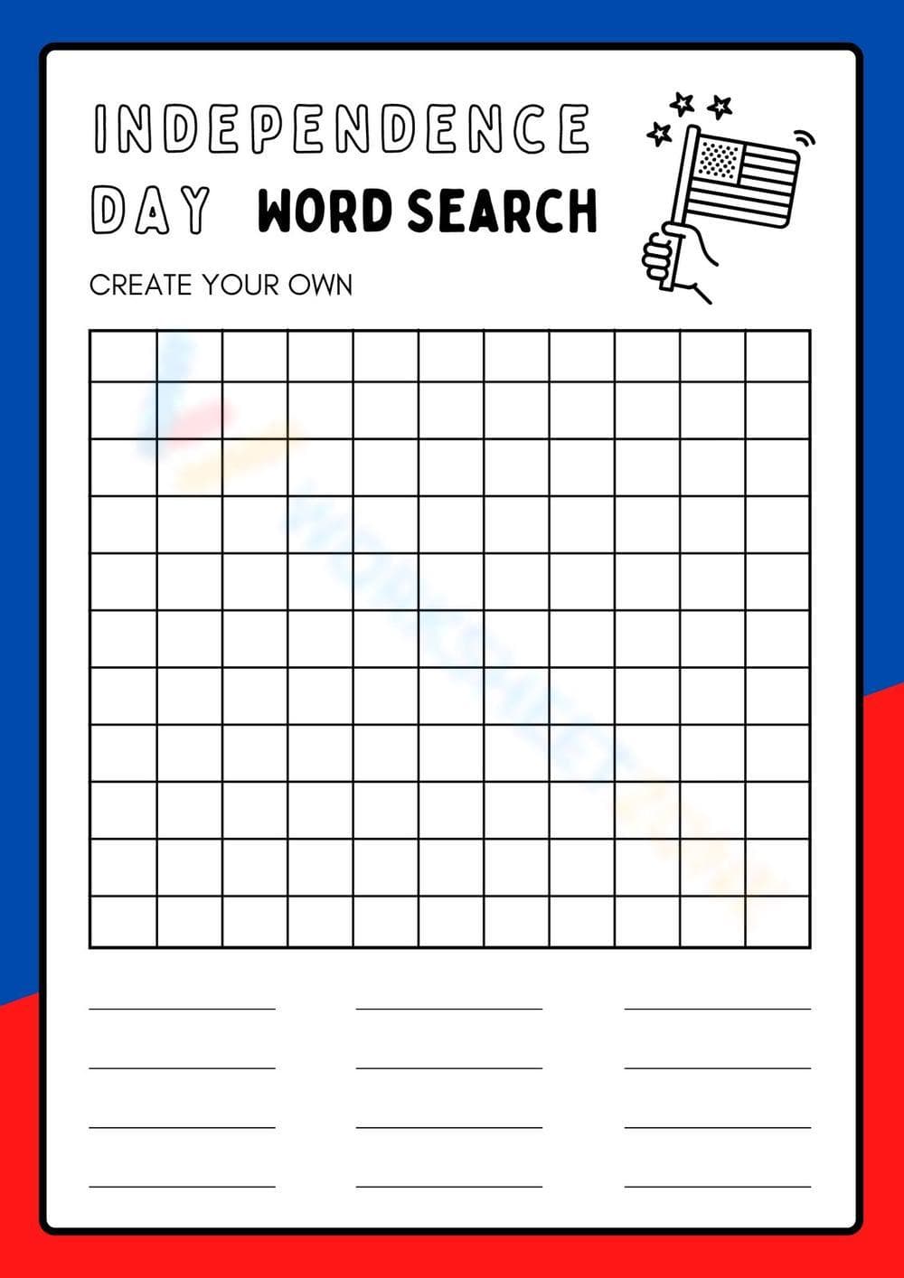 Independence Day Word Search Worksheet - Page 1