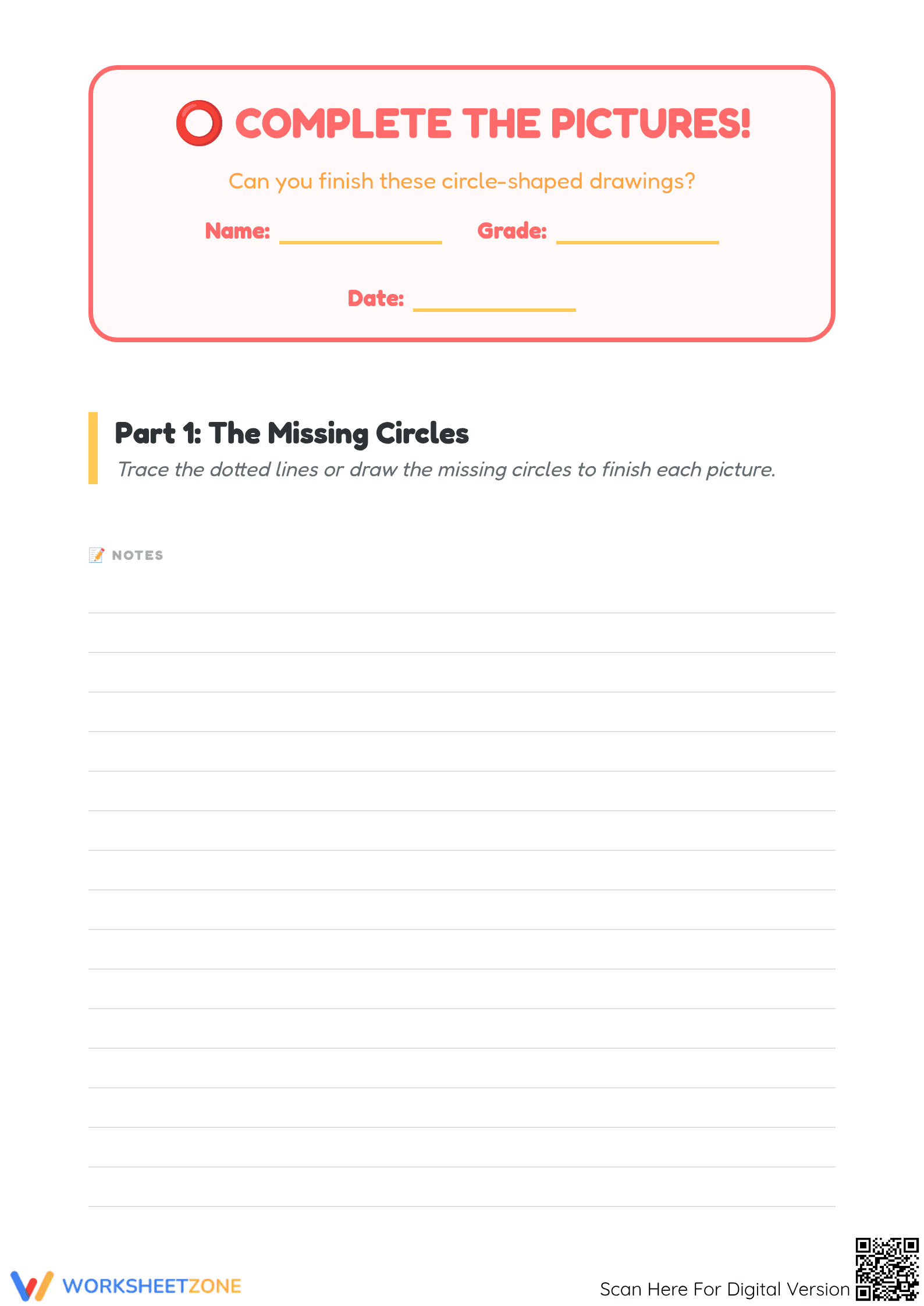 Complete Picture Circle Drawing Worksheet | Ready to Print - Page 1