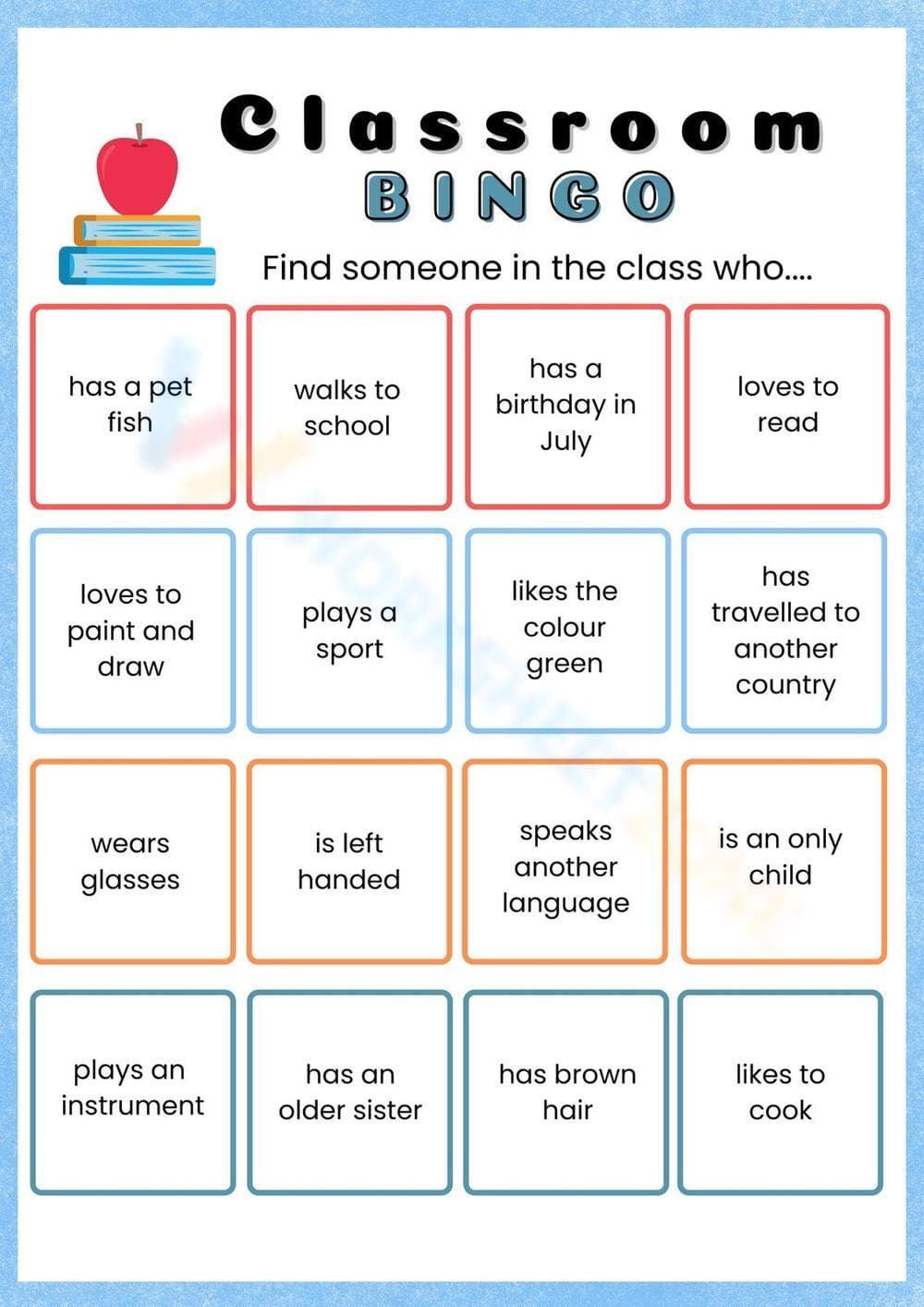 Activity Ice Breaker Worksheet - Page 1