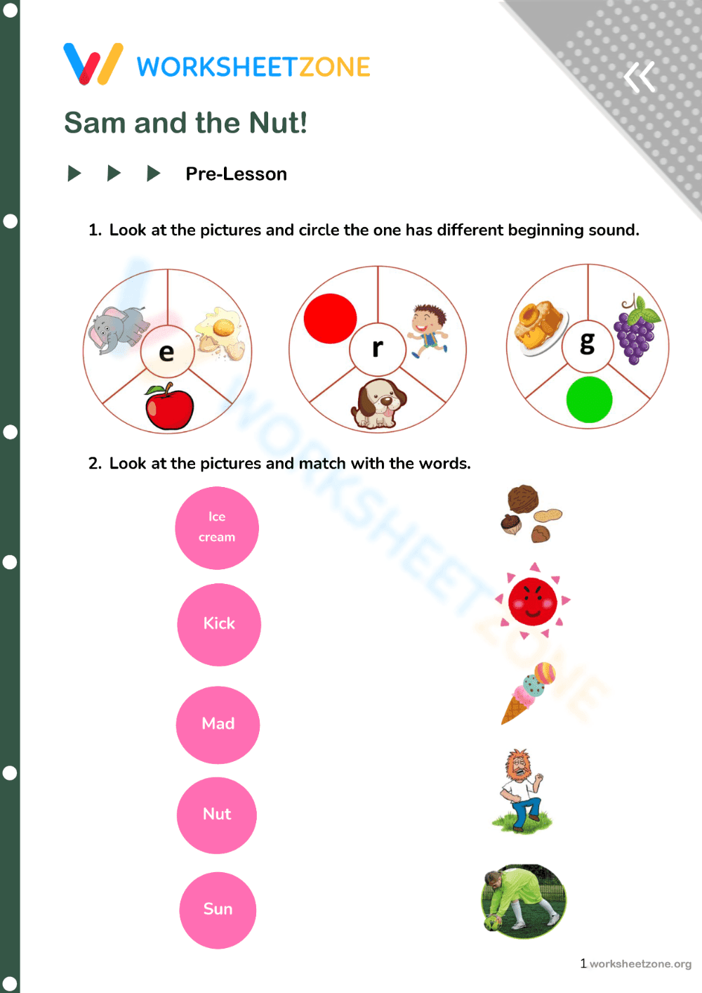 English-teaching materials for English teachers - Sam and the Nut - Page 1