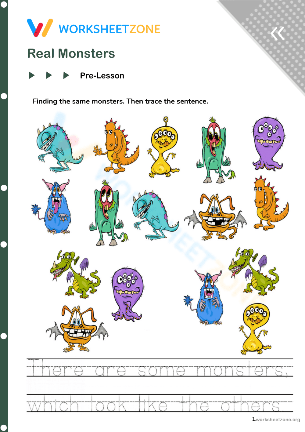 English-teaching materials for English teachers - Real Monsters - Page 1