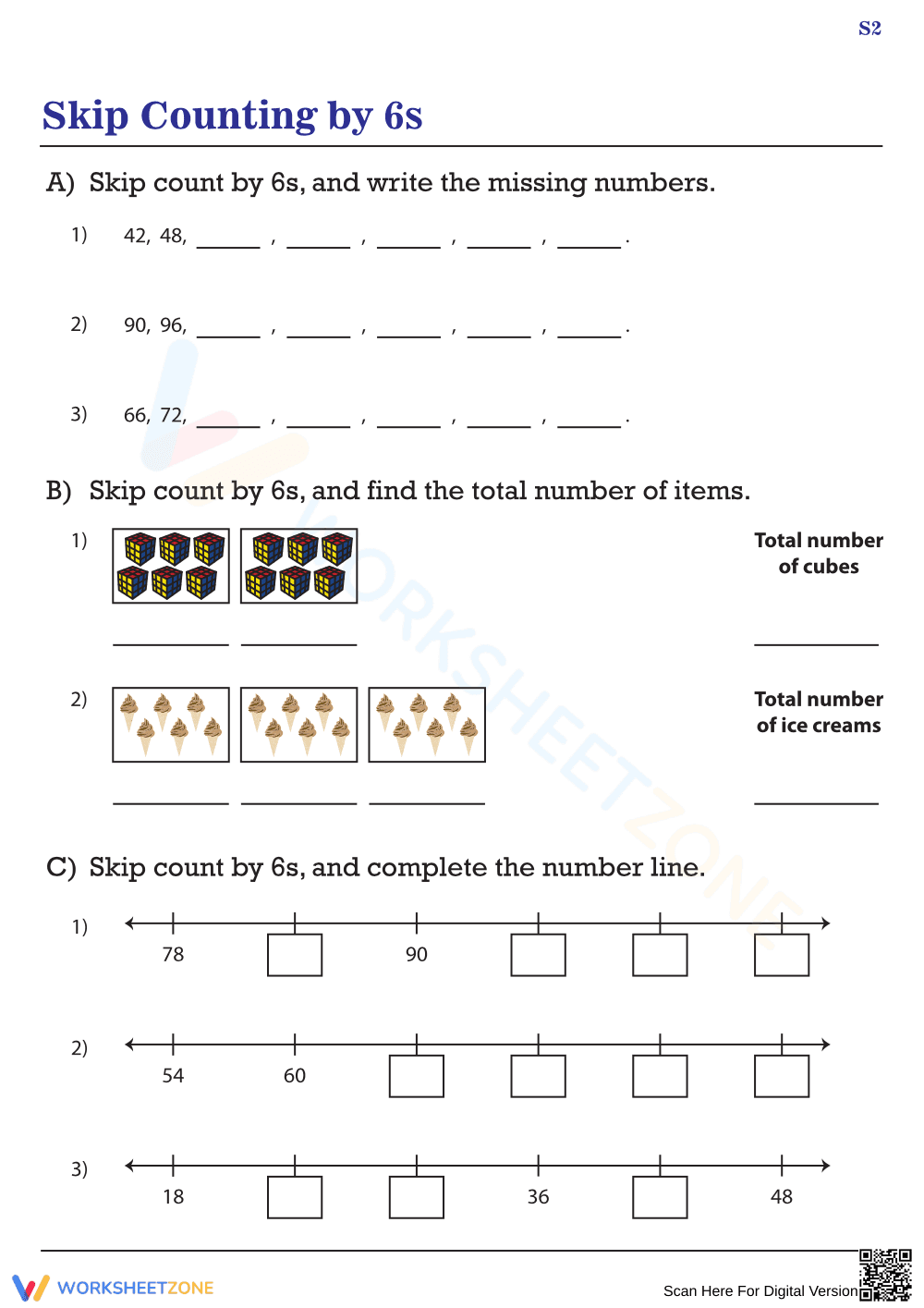 Skip Counting by 6 Worksheets - Page 1