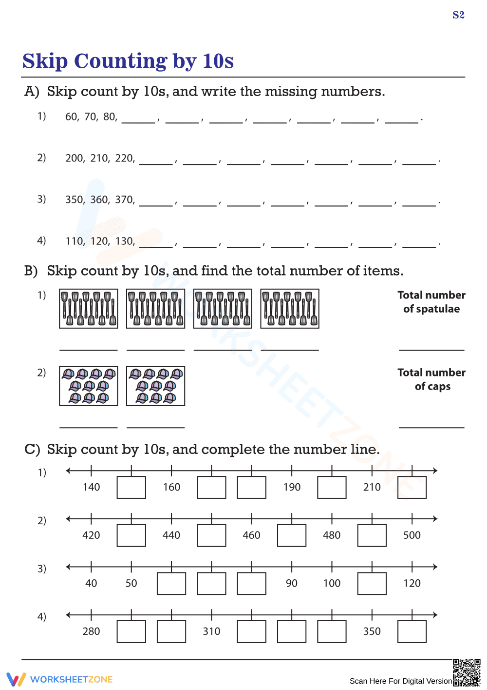 Skip Counting by 10 Exercises - Page 1