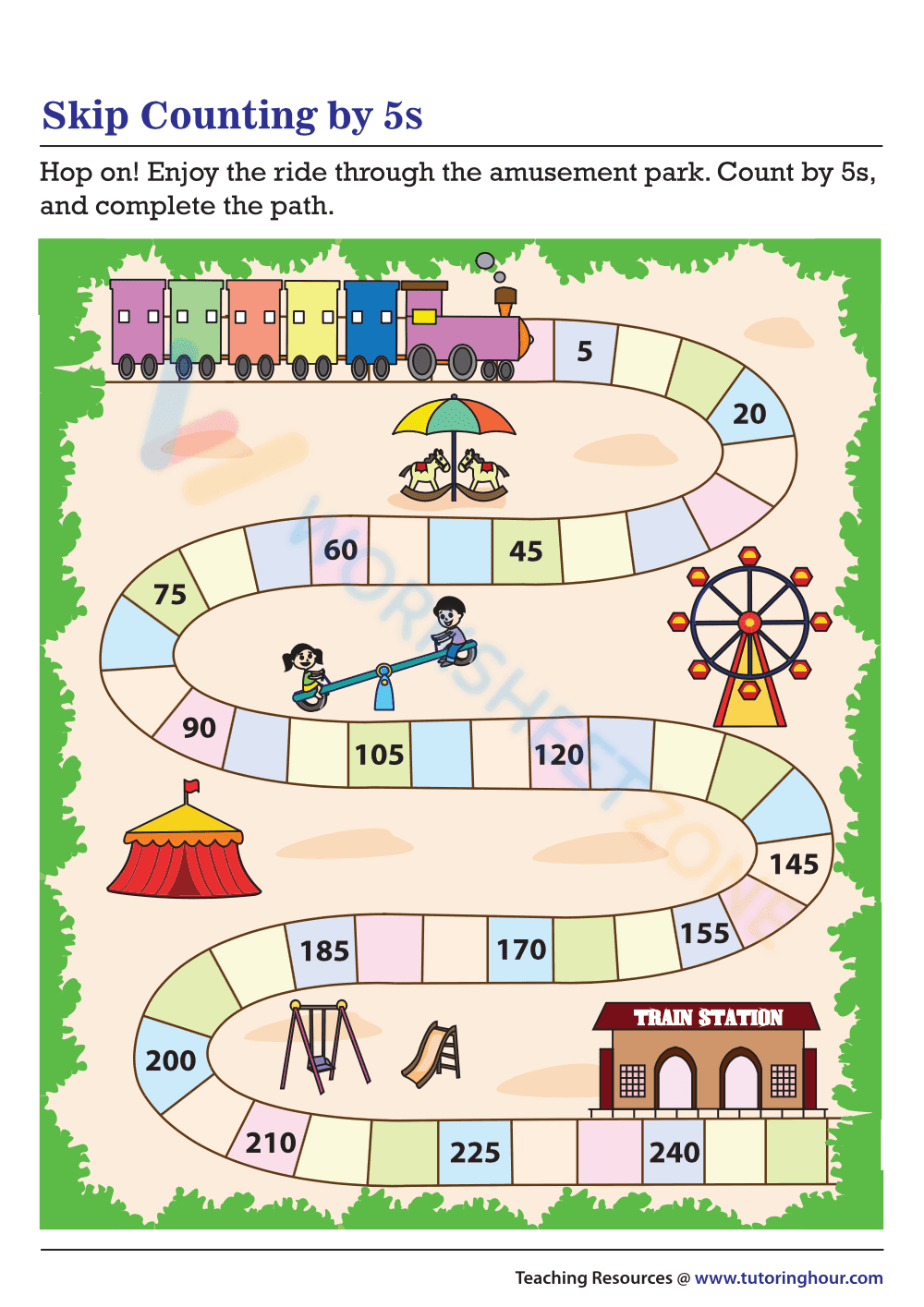 Skip counting by 5 worksheet 5 - Page 1