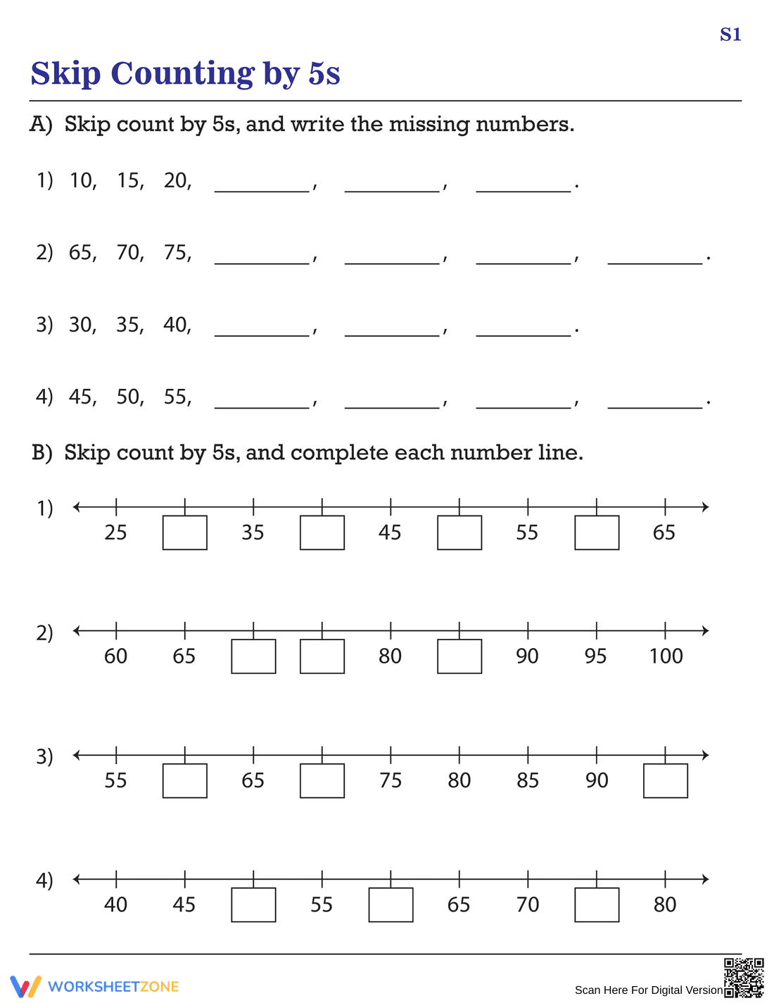 Skip Counting by 5 Activities - Page 1