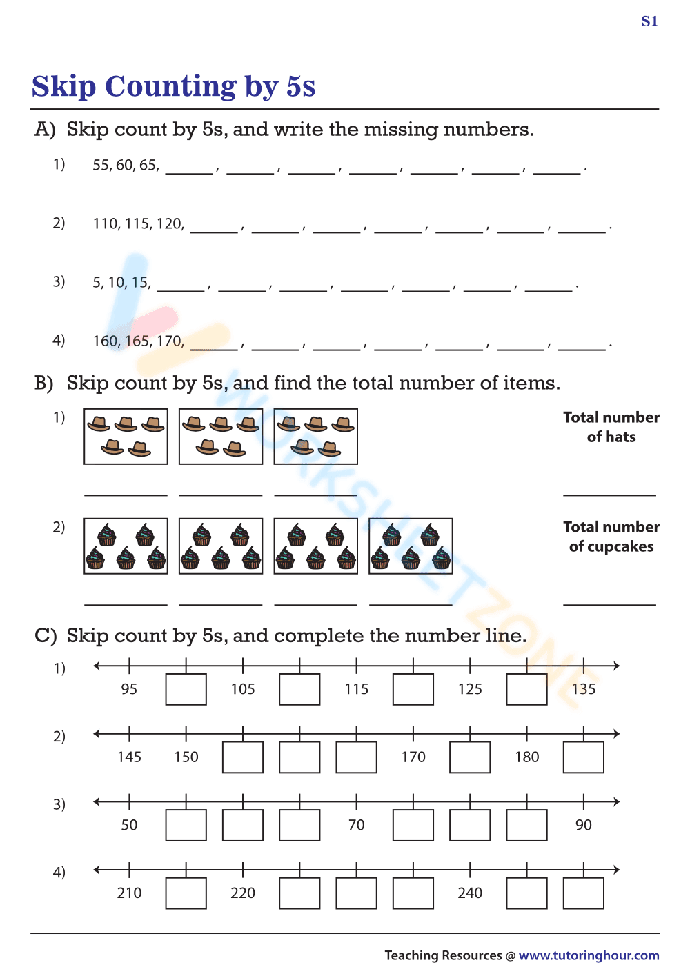 Skip Counting by 5 Activities - Page 1