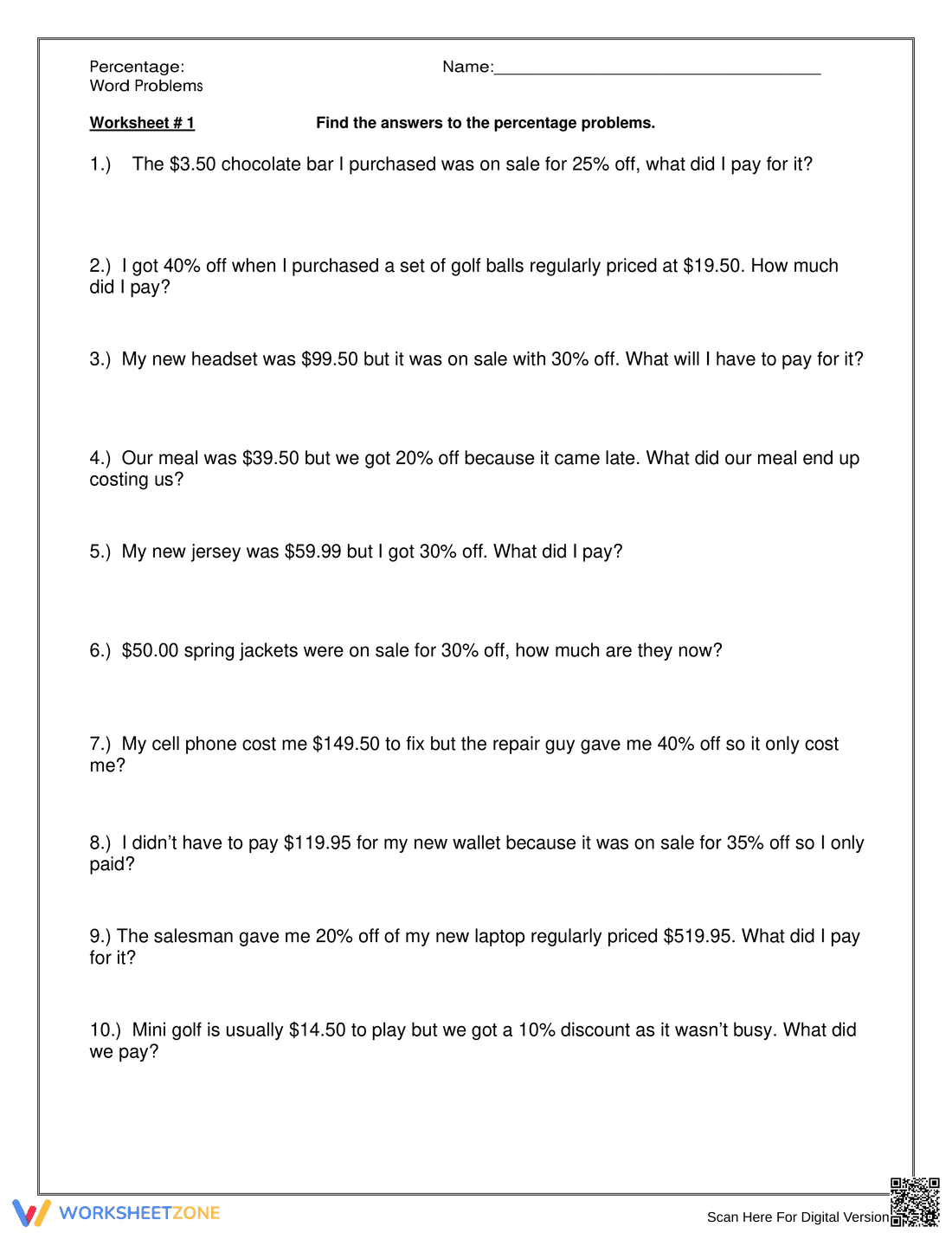 Master Percent Word Problems - Page 1