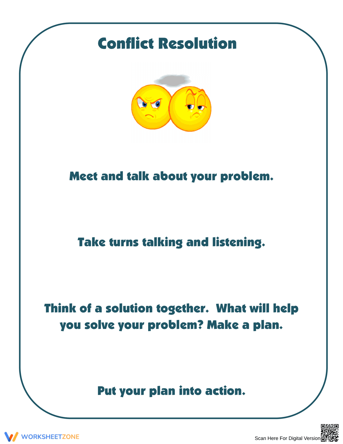 Conflict Resolution Guide | Grade 6-8 Essential Worksheet - Page 1