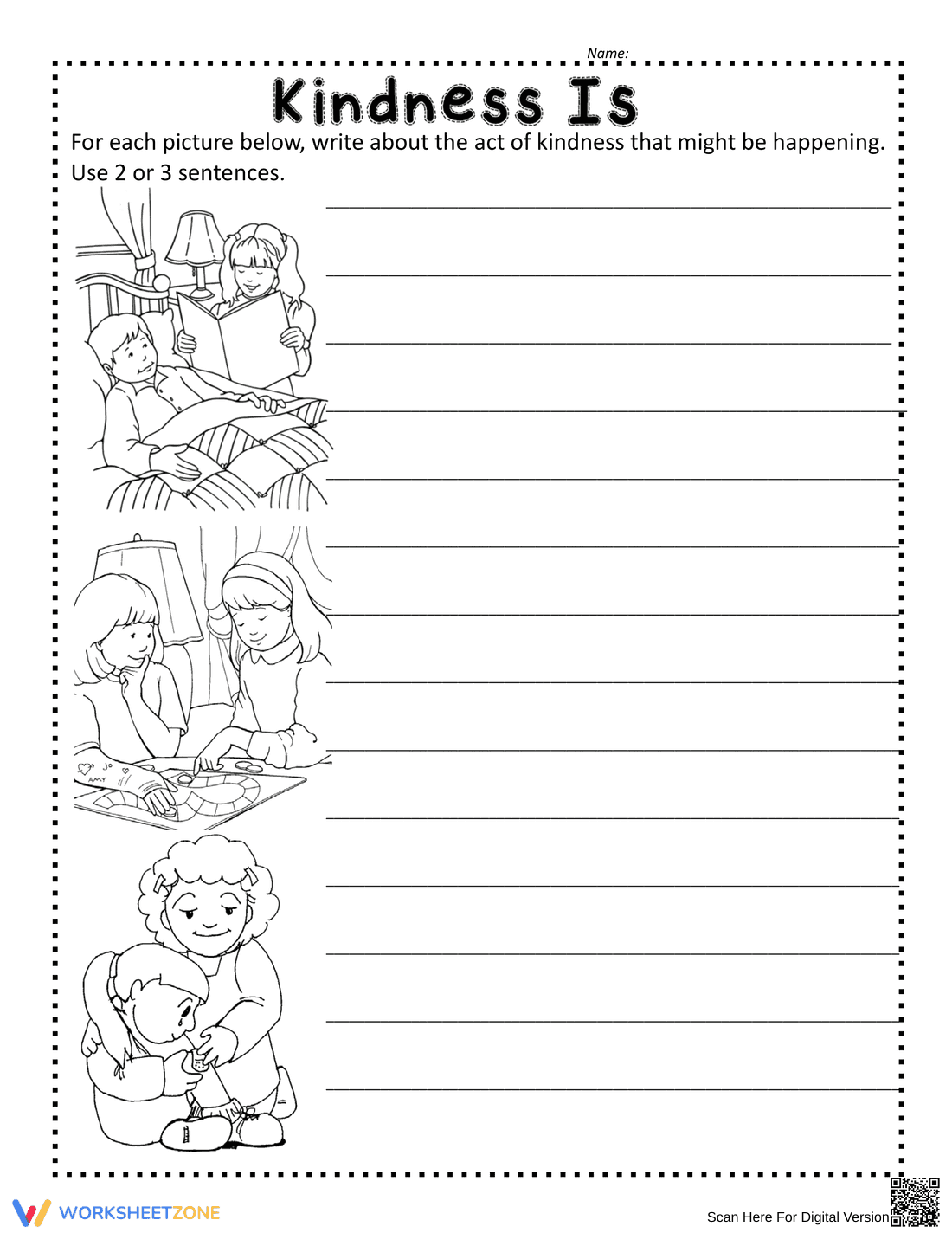 Kindness Writing Worksheet | Grade 3 Printable Activity - Page 1
