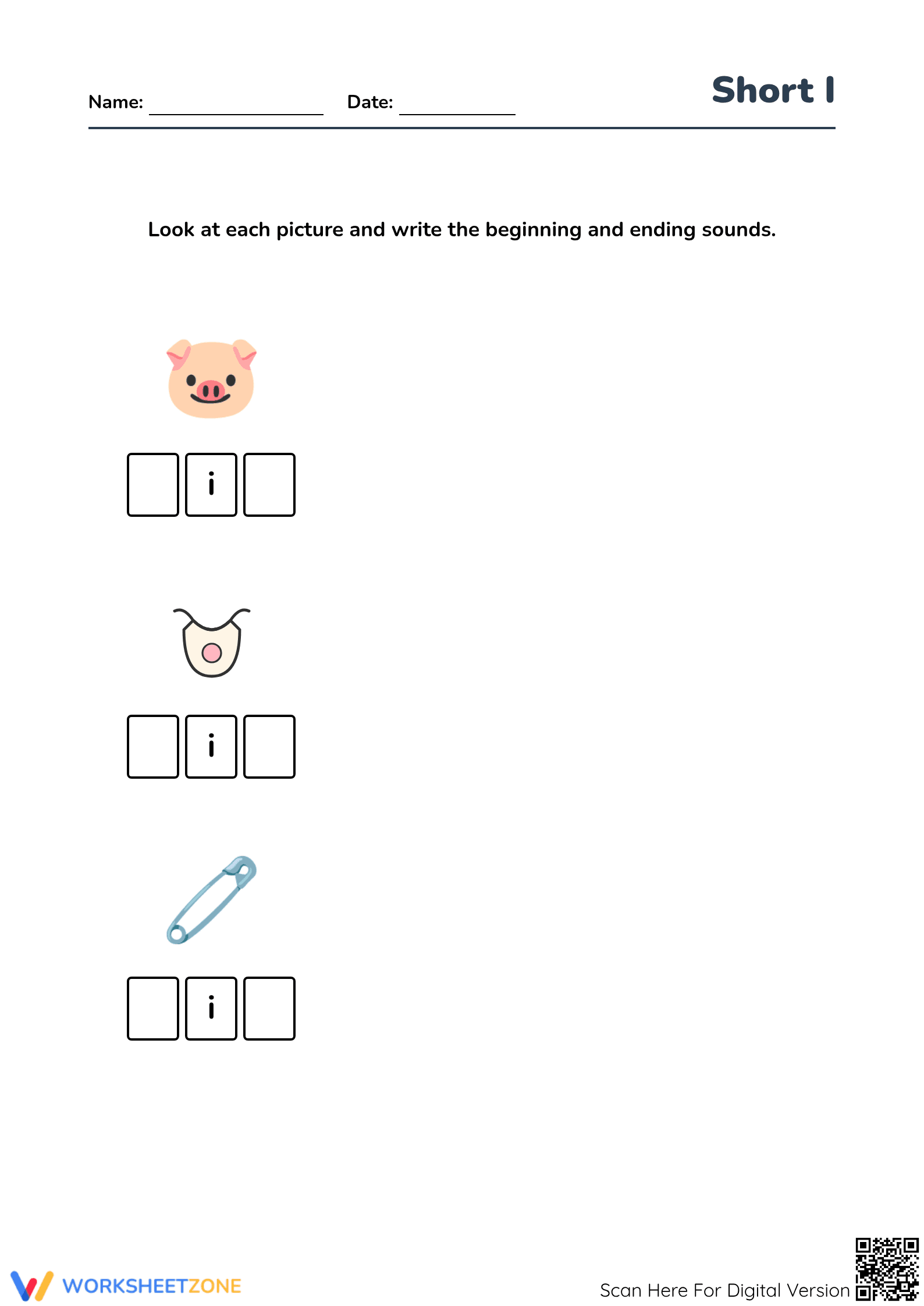 Grade 1 Short Vowel I — Printable No-Prep Worksheet - Page 1