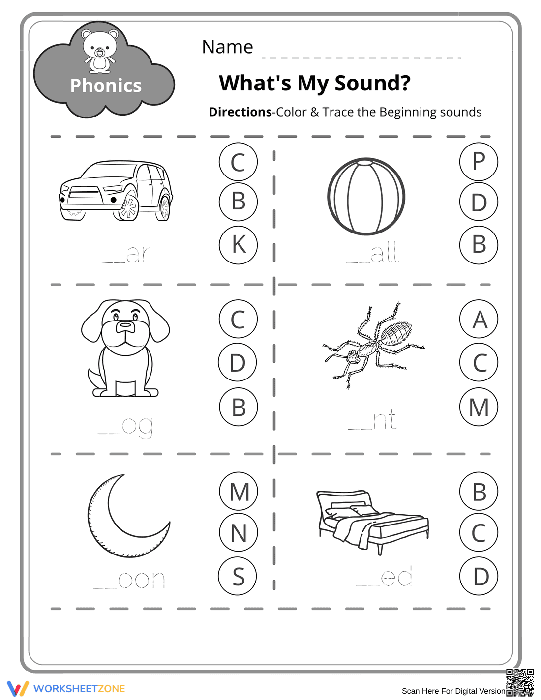 Beginning Sounds Phonics Worksheet | Grade 1 Essential - Page 1