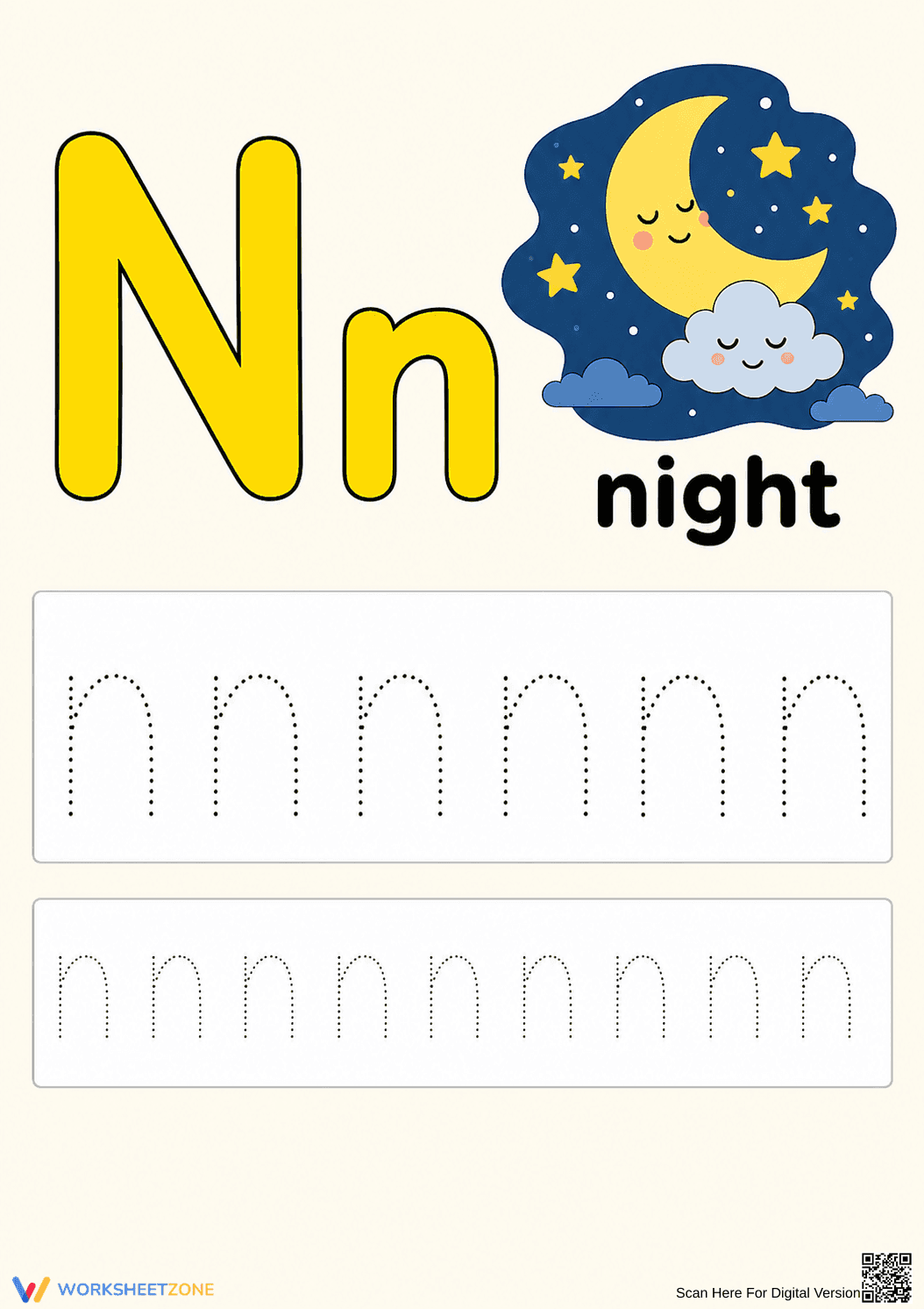 Letter N Tracing Worksheet | Grade K-1 Essential - Page 1