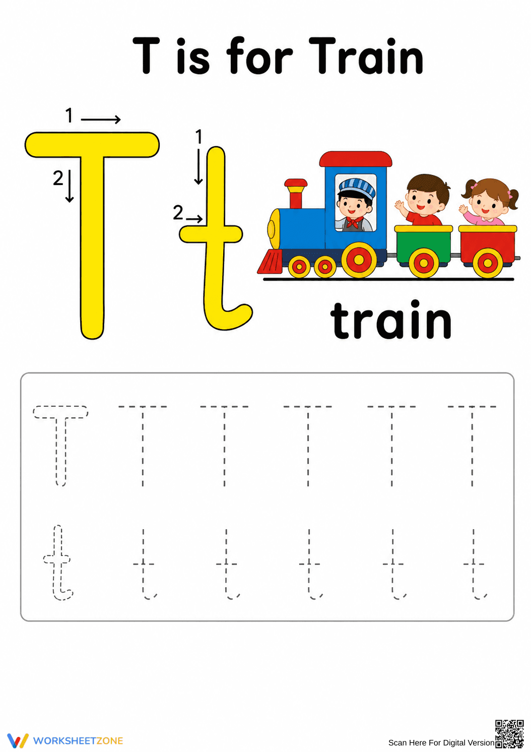 Letter T Tracing Worksheet | Essential Grade K-1 - Page 1