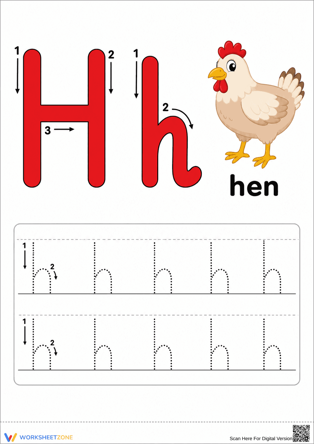 Letter H Tracing Worksheet | Grade K-1 Essential - Page 1