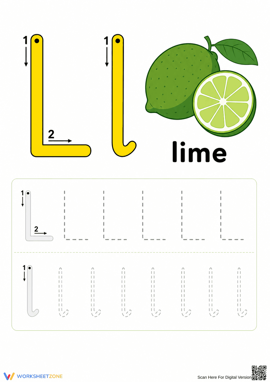 Printable Letter L Tracing Worksheet | Kindergarten ELA - Page 1