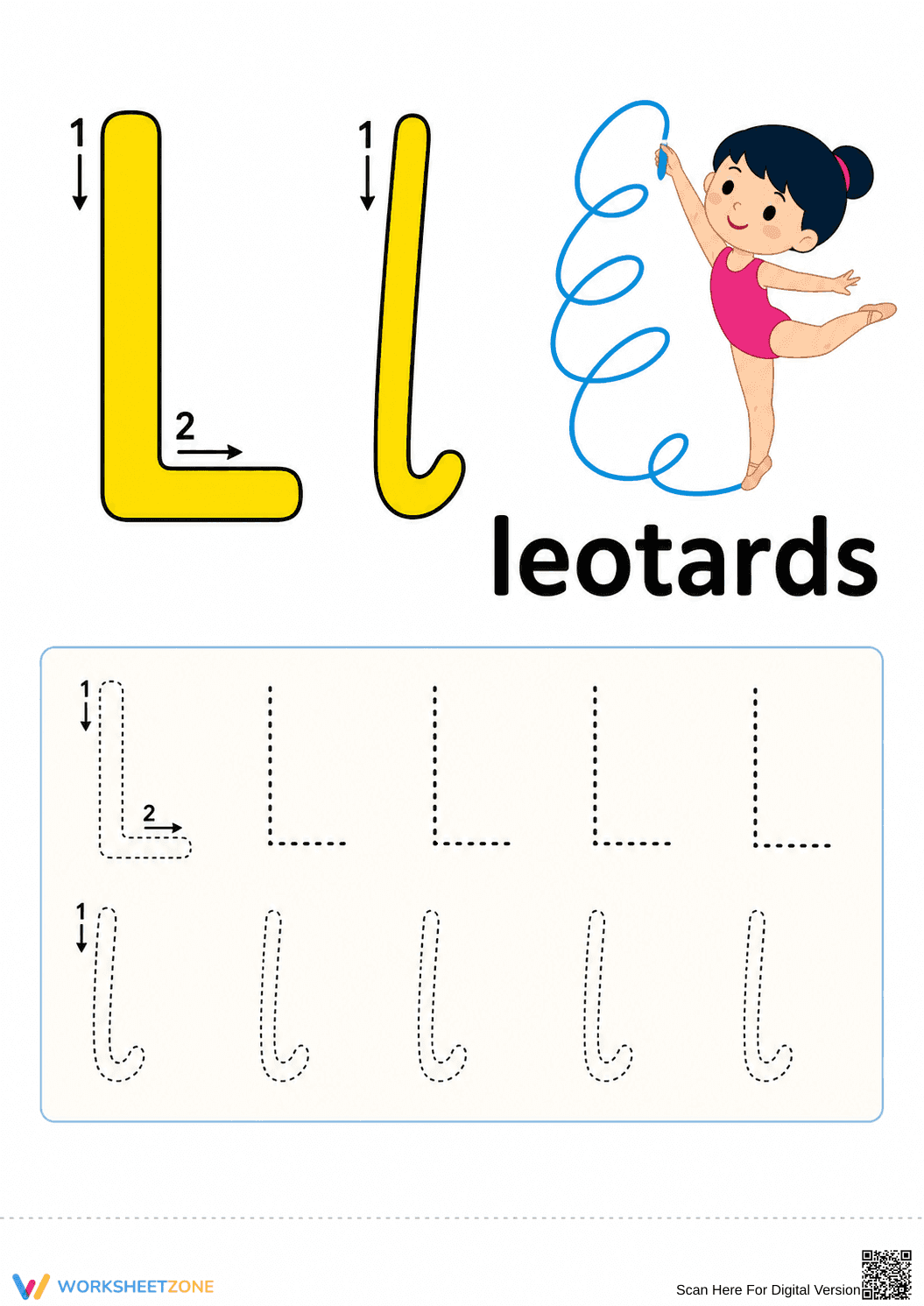 Letter L Tracing Worksheet | Grade K Essential - Page 1