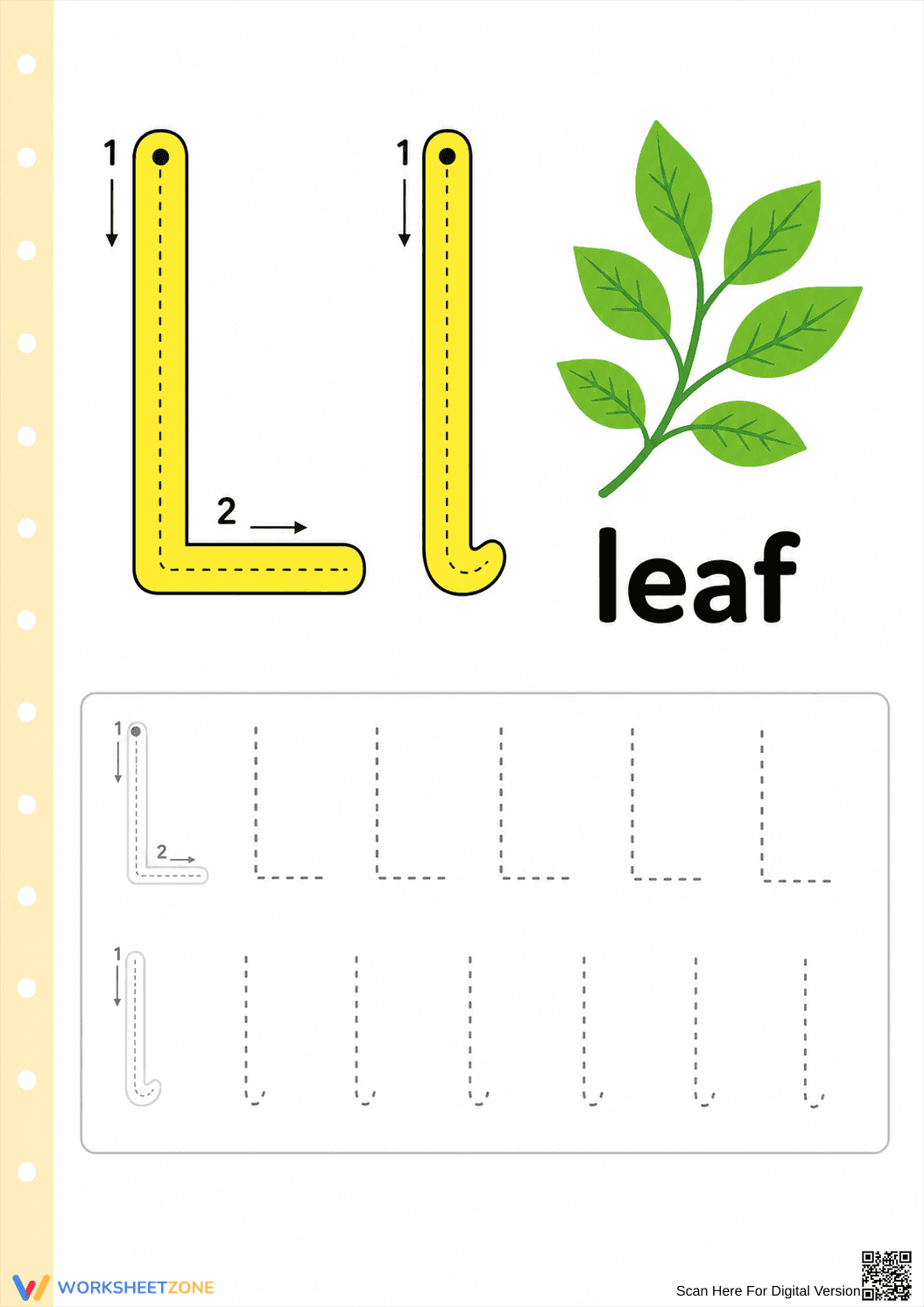 Printable Letter L Tracing Worksheet | Grade K Ready - Page 1