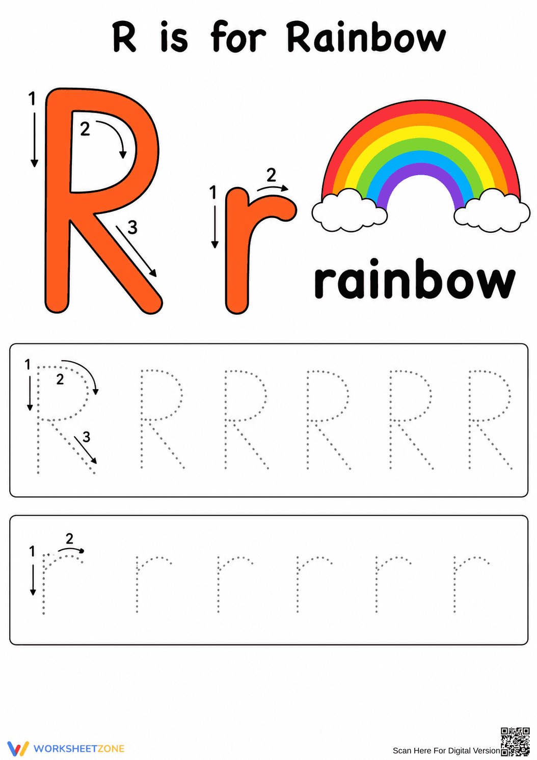 Letter R Tracing Worksheet | Essential Kindergarten Phonics - Page 1