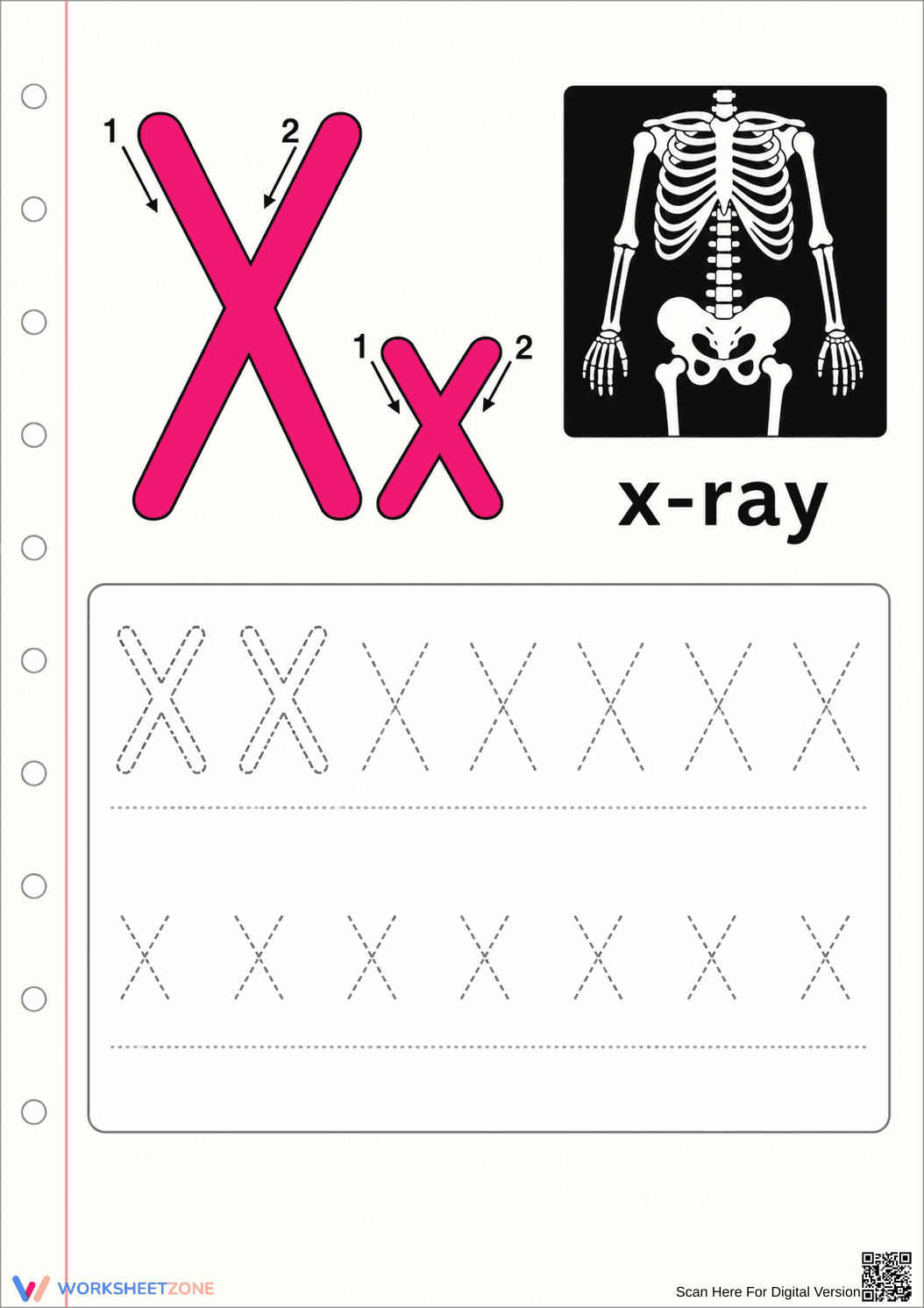 Letter X Tracing Worksheet | Essential Grade K-1 Phonics - Page 1