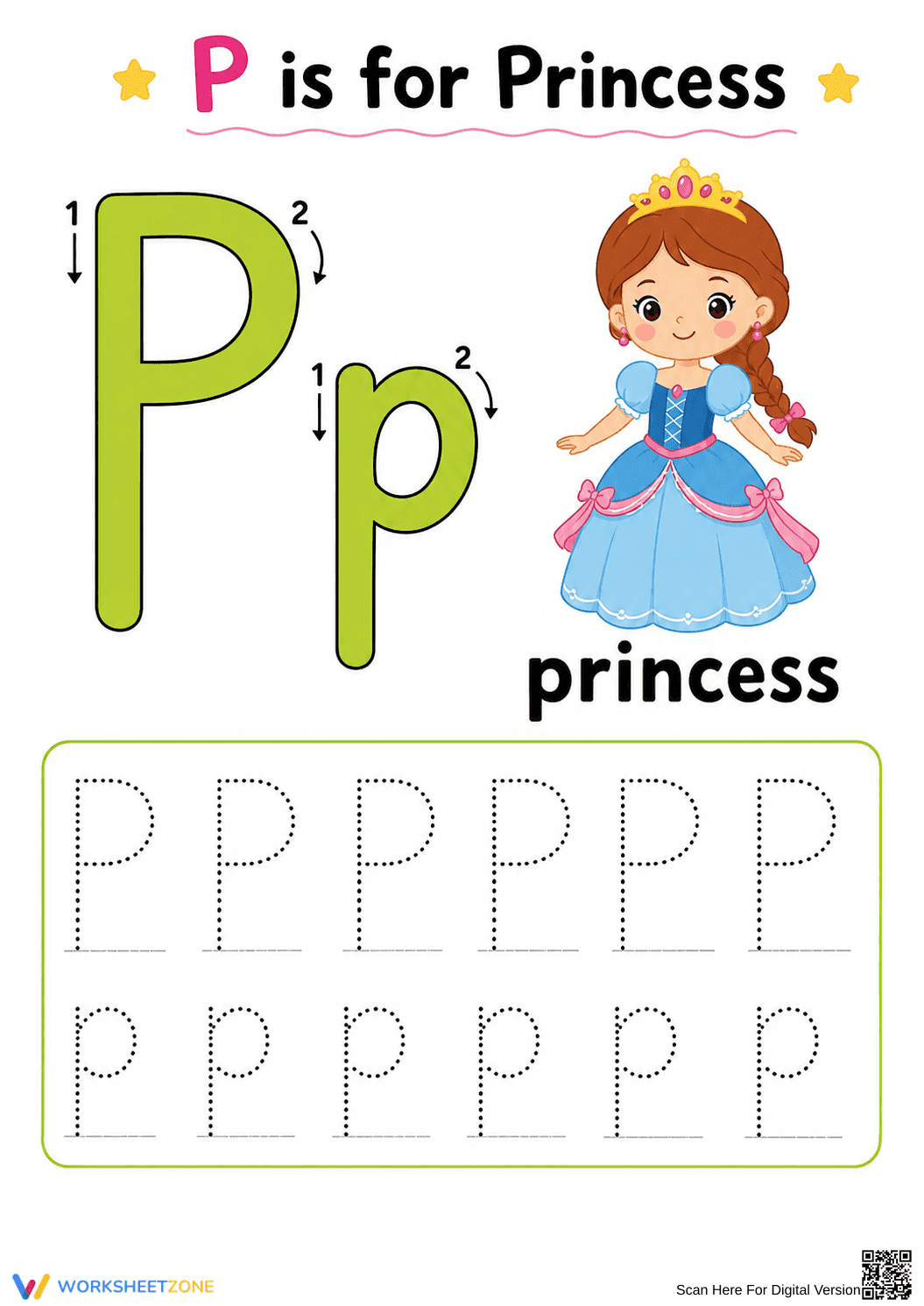 Letter P Tracing Worksheet | Essential Grade K-1 Phonics - Page 1