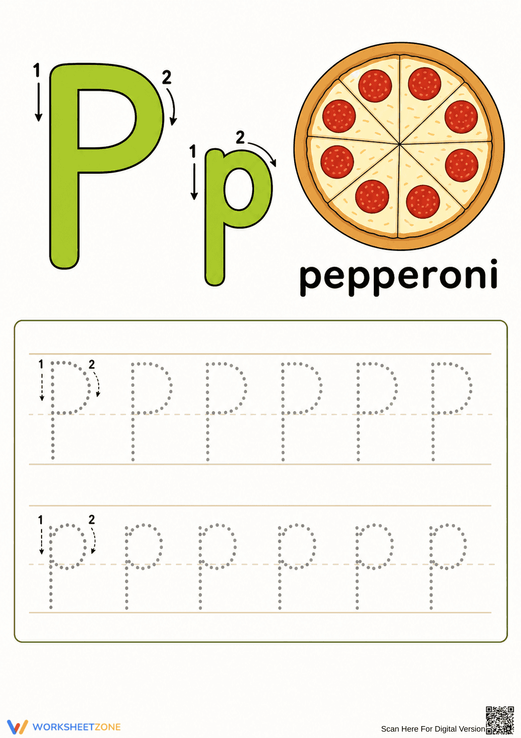Letter P Tracing Worksheet | Grade K-1 Printable - Page 1