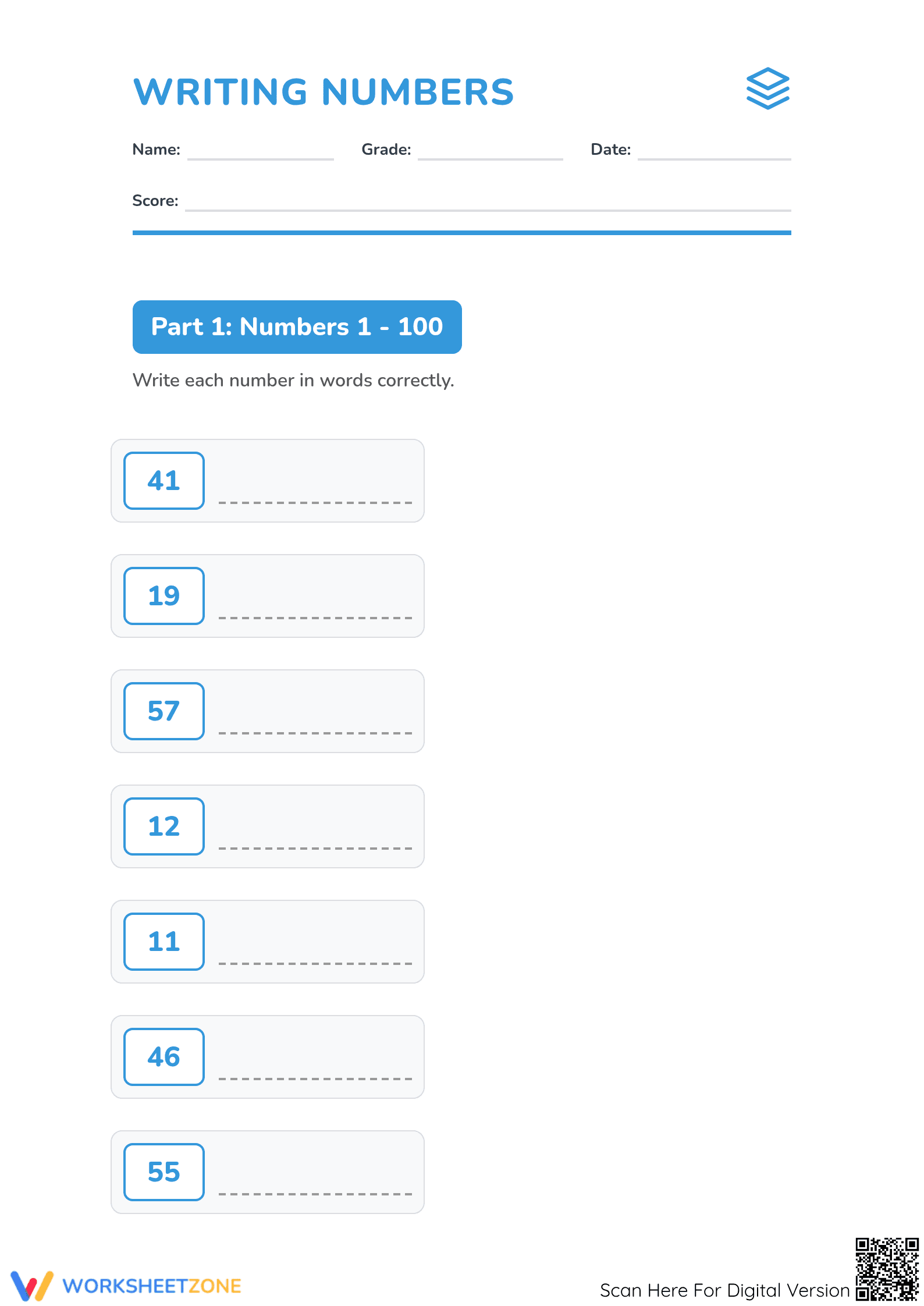 Writing Numbers Worksheet | Grade 2 Essential Practice - Page 1