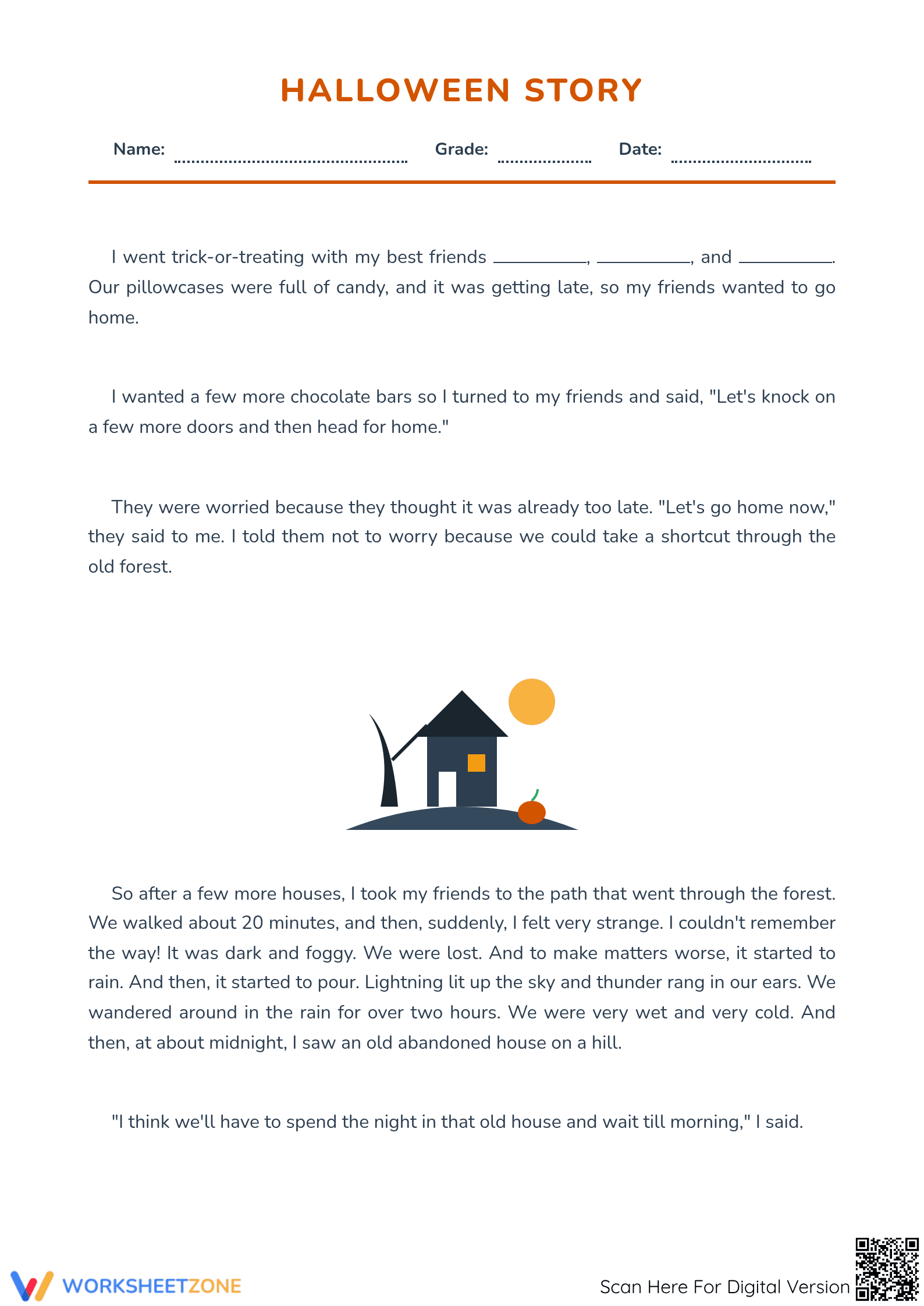 Halloween Reading & Writing | Grade 5 Printable - Page 1