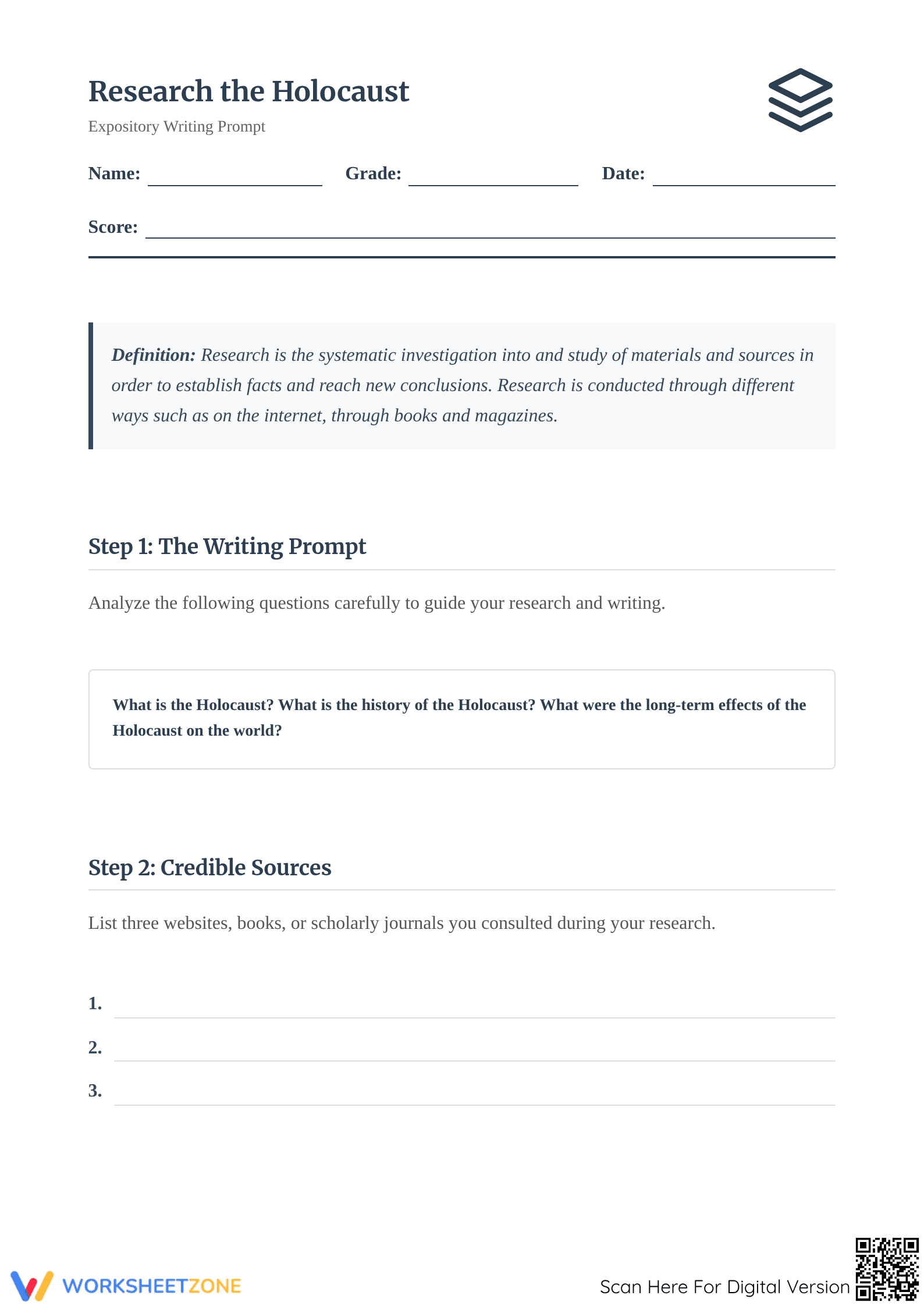 Essential Holocaust Research & Expository Writing Project - Page 1