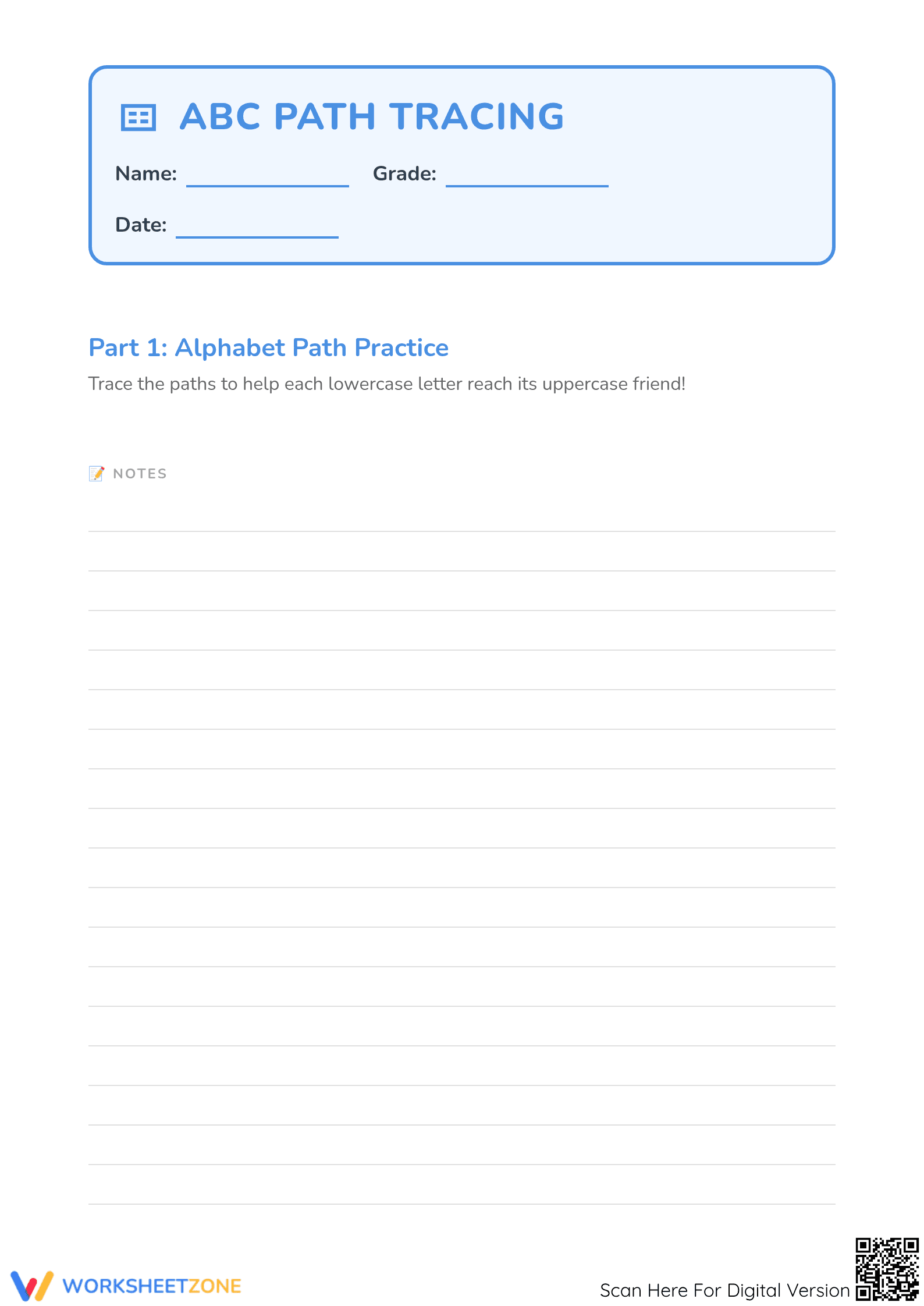 ABC Path Tracing Worksheet | Essential Grade K-1 Ready - Page 1