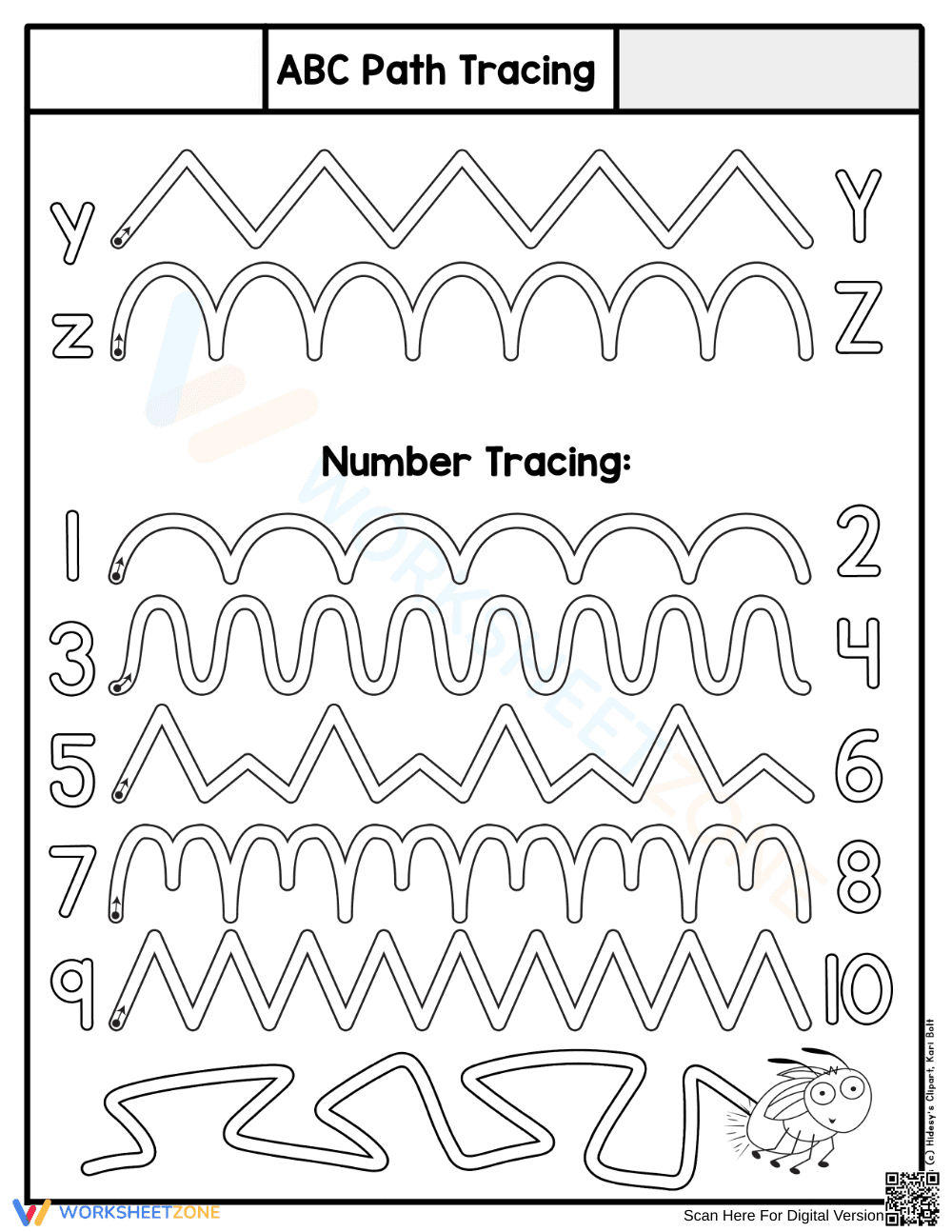 Printable ABC Path Tracing Worksheet for Kindergarten - Page 1