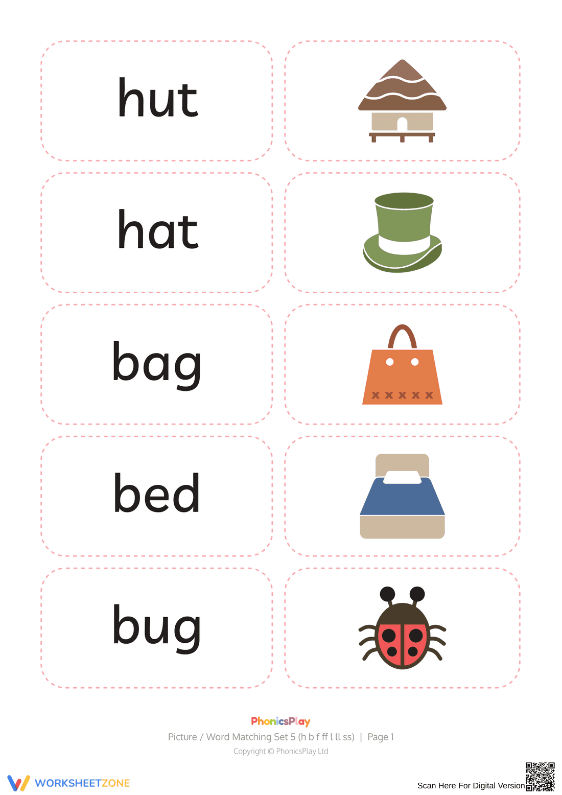 Printable Phonics Matching Cards | Kindergarten ELA - Page 1