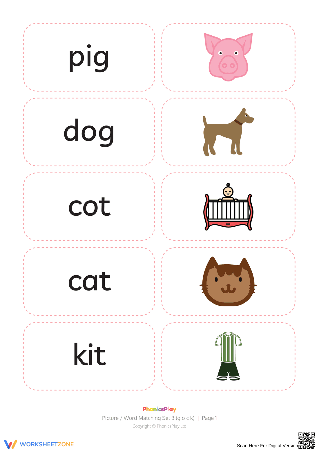Match Pictures to Words Worksheet - Page 1