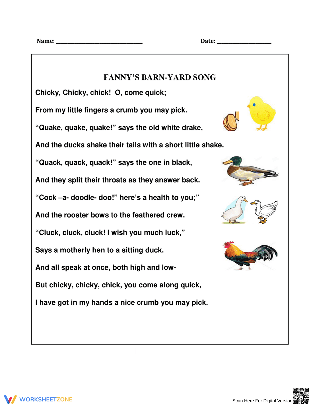 Rhyming Words in Poetry: Complete the Poem - Page 1