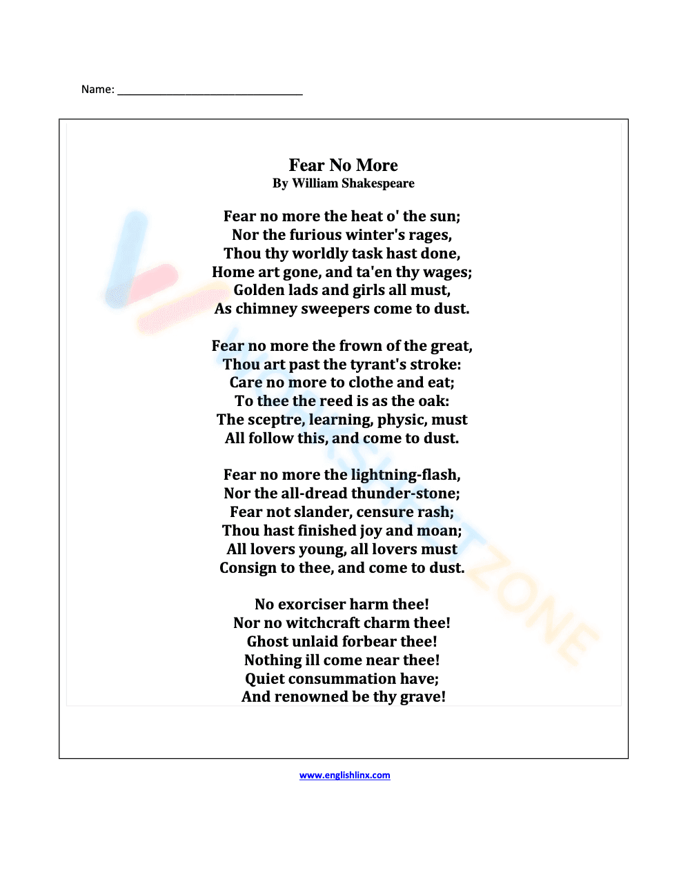 Analyzing Poetry Themes: Worksheet 6 - Page 1