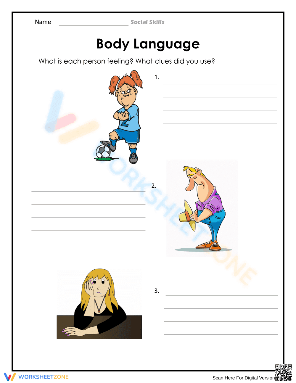 Printable Body Language Worksheet | Grade 6-8 - Page 1