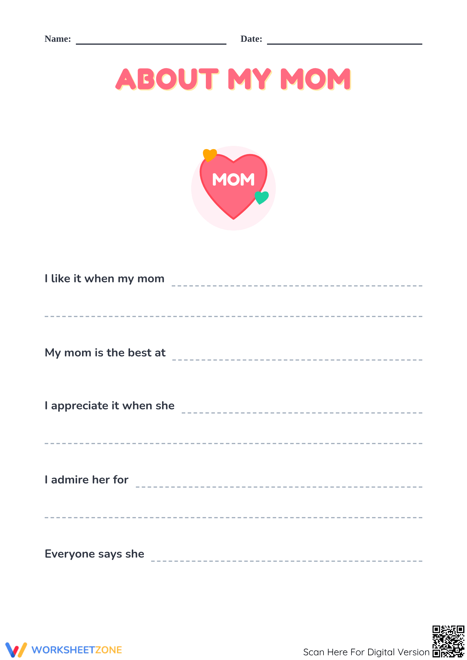 Grade 2 Mother's Day — Printable No-Prep Worksheet - Page 1