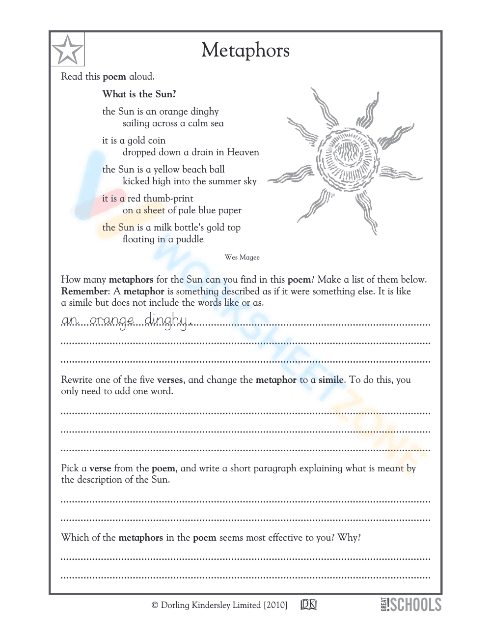 Metaphors and Similes Worksheet | Grade 5 ELA Printable - Page 1