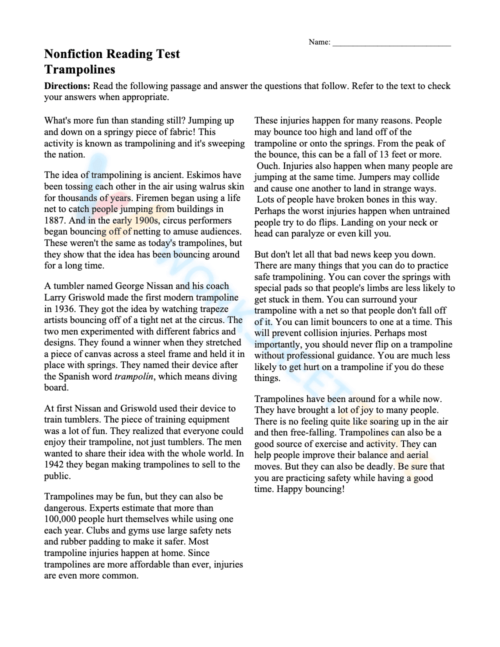 6th grade reading 4 - Page 1
