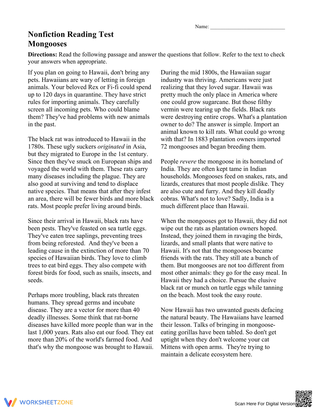 Essential Grade 6 Nonfiction Reading Comprehension - Page 1