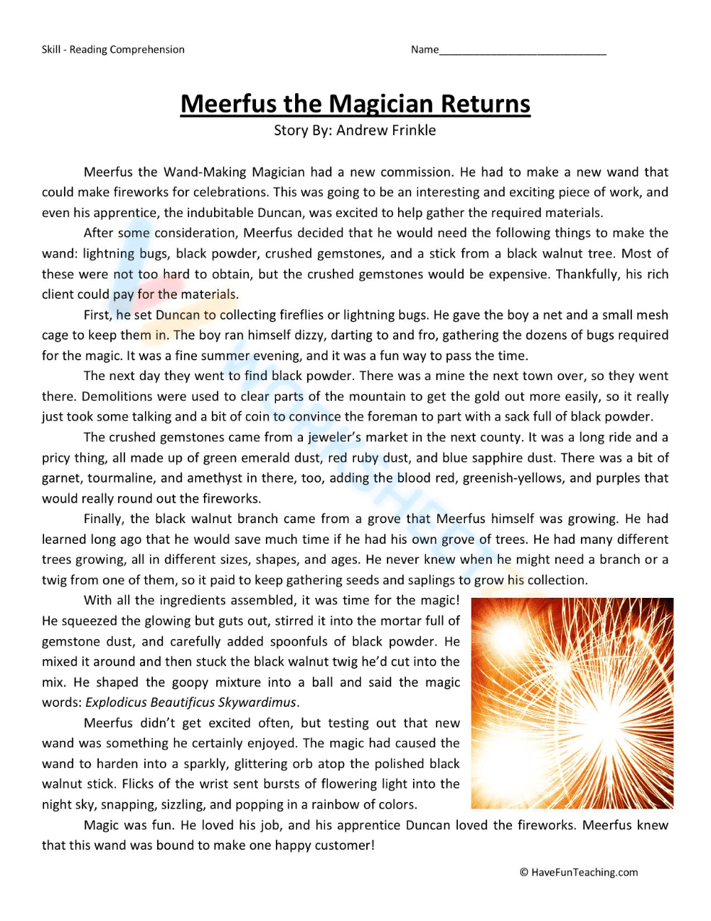 reading comprehension for 7th graders 1 - Page 1