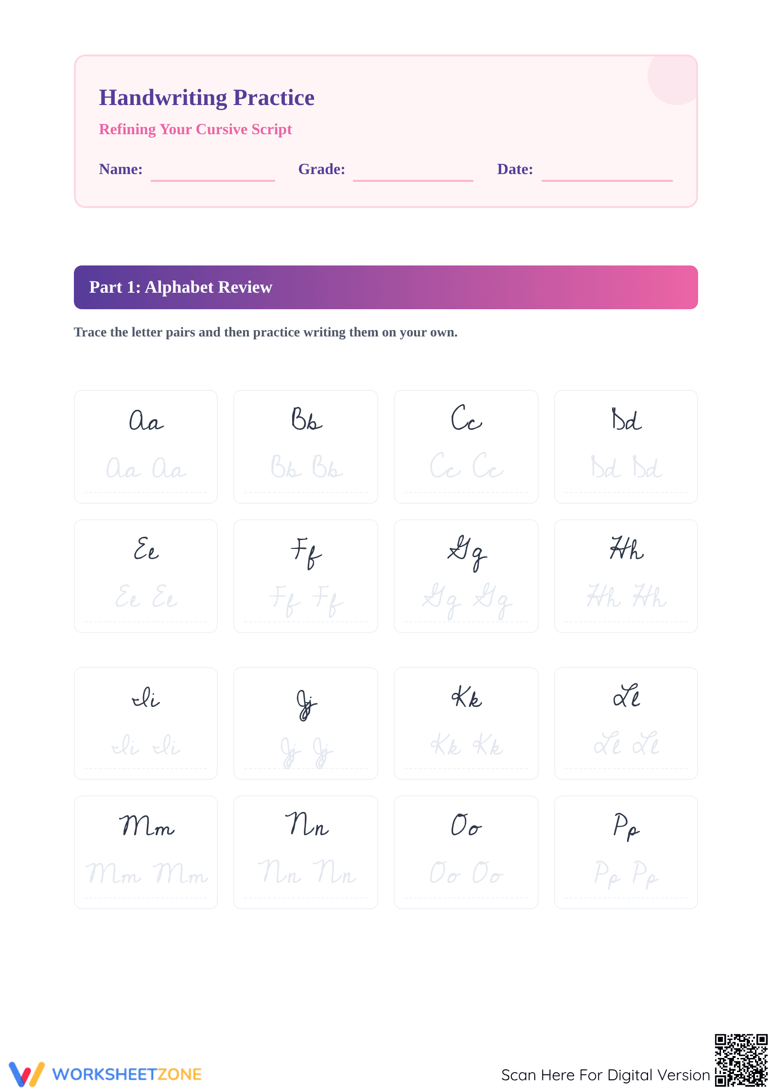 Emma’s New Bicycle – Neat Handwriting Practice Worksheet - Page 1