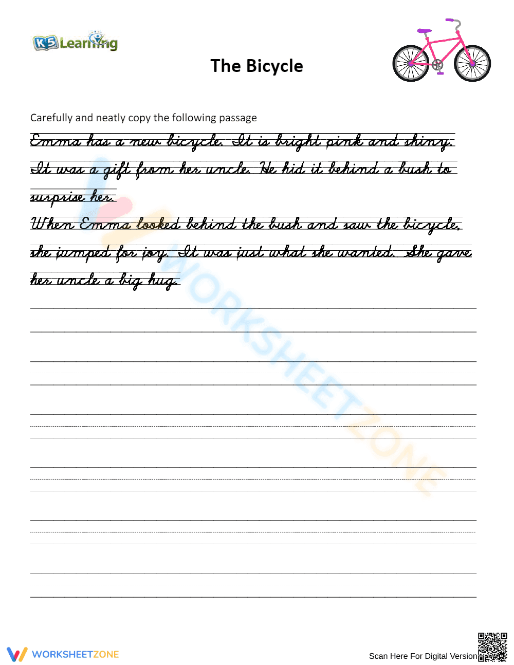 Cursive Handwriting Paragraph | Grade 4-5 Printable - Page 1