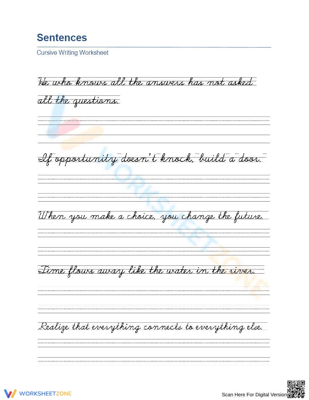 Essential Cursive Sentence Practice | Grade 4-5 Ready - Page 1