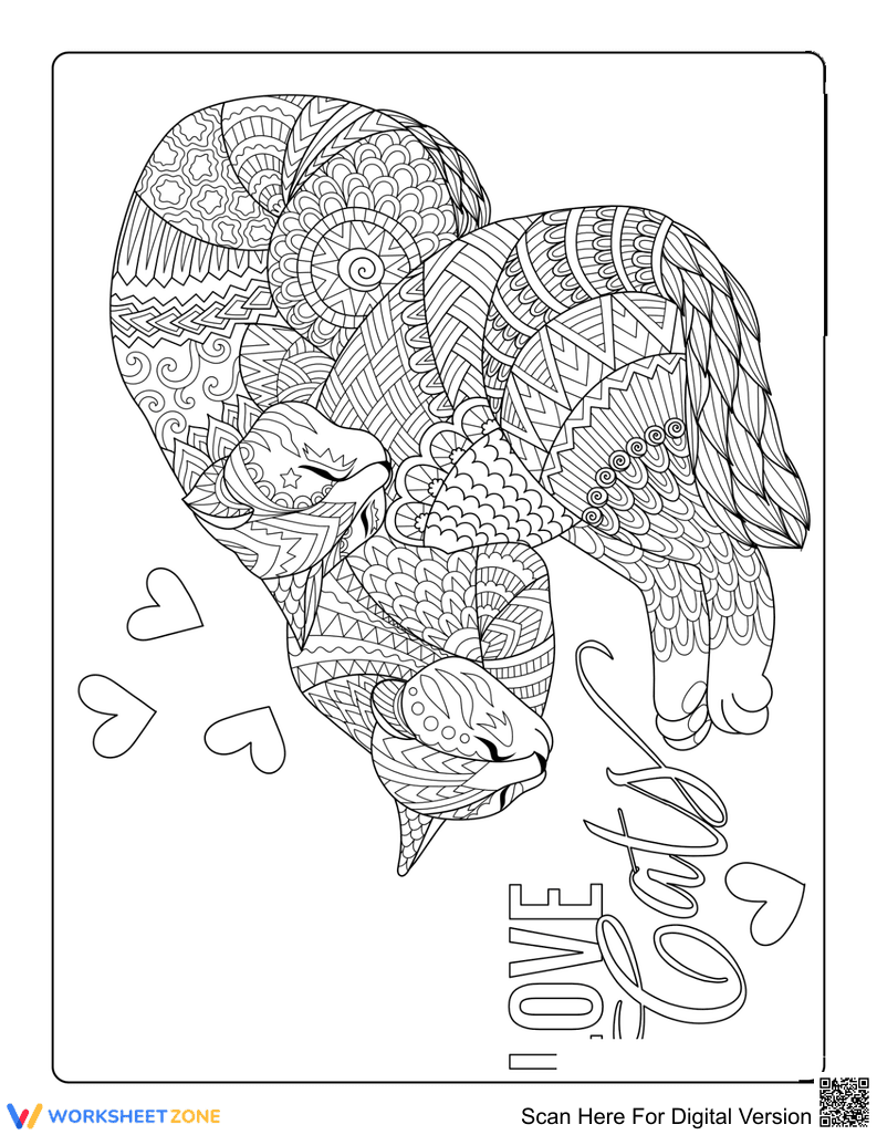 Sleeping Cats Coloring Page | Essential Adult Printable - Page 1